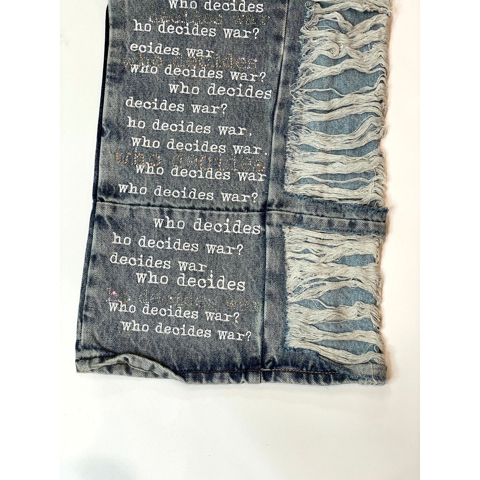 Who Decides War WDW Ultra Flare Scripture Denim Light Wash Jeans Size US 34 / EU 50 - 5 Thumbnail