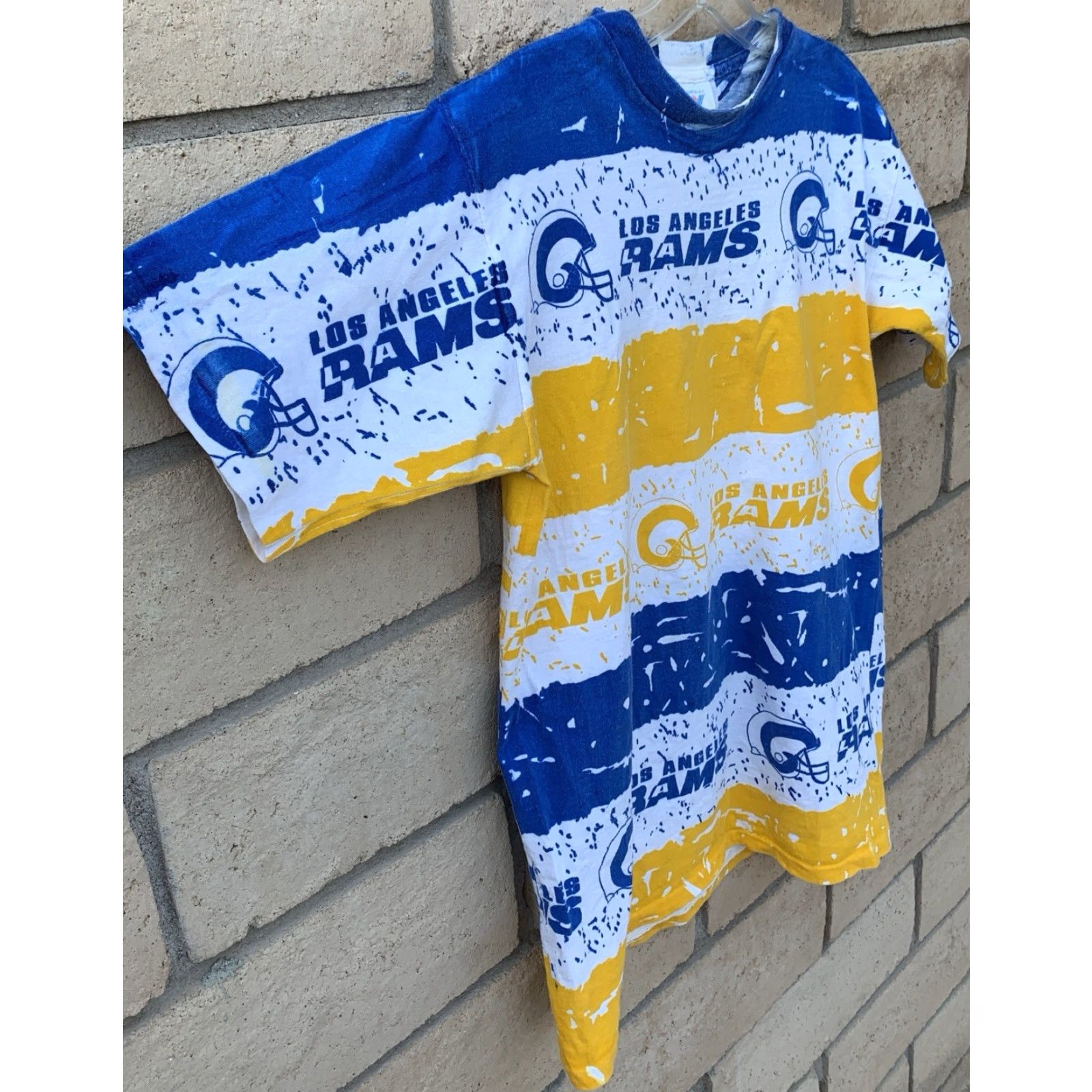 Vintage VINTAGE Los Angeles Rams T Shirt AOP All Over Print Single Stitch Size M Medium Shirt Mens White Graphic Print 90s Sports Rams Size US M / EU 48-50 / 2 - 3 Thumbnail