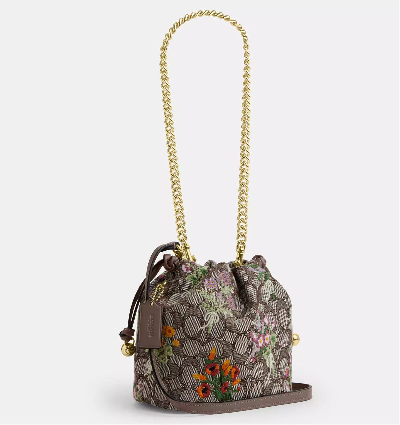 Coach Faye Mini Drawstring Bag Floral Embroidery CDZ94 Size ONE SIZE - 14 Thumbnail