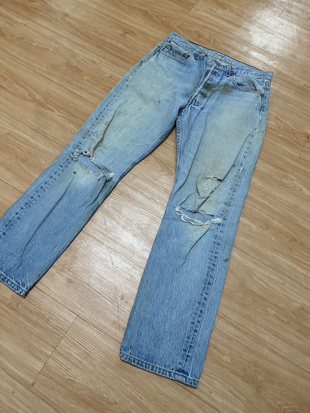 Levi's × Vintage Vintage 90s levis 501 button fly distressed denim Size US 32 / EU 48 - 5 Thumbnail