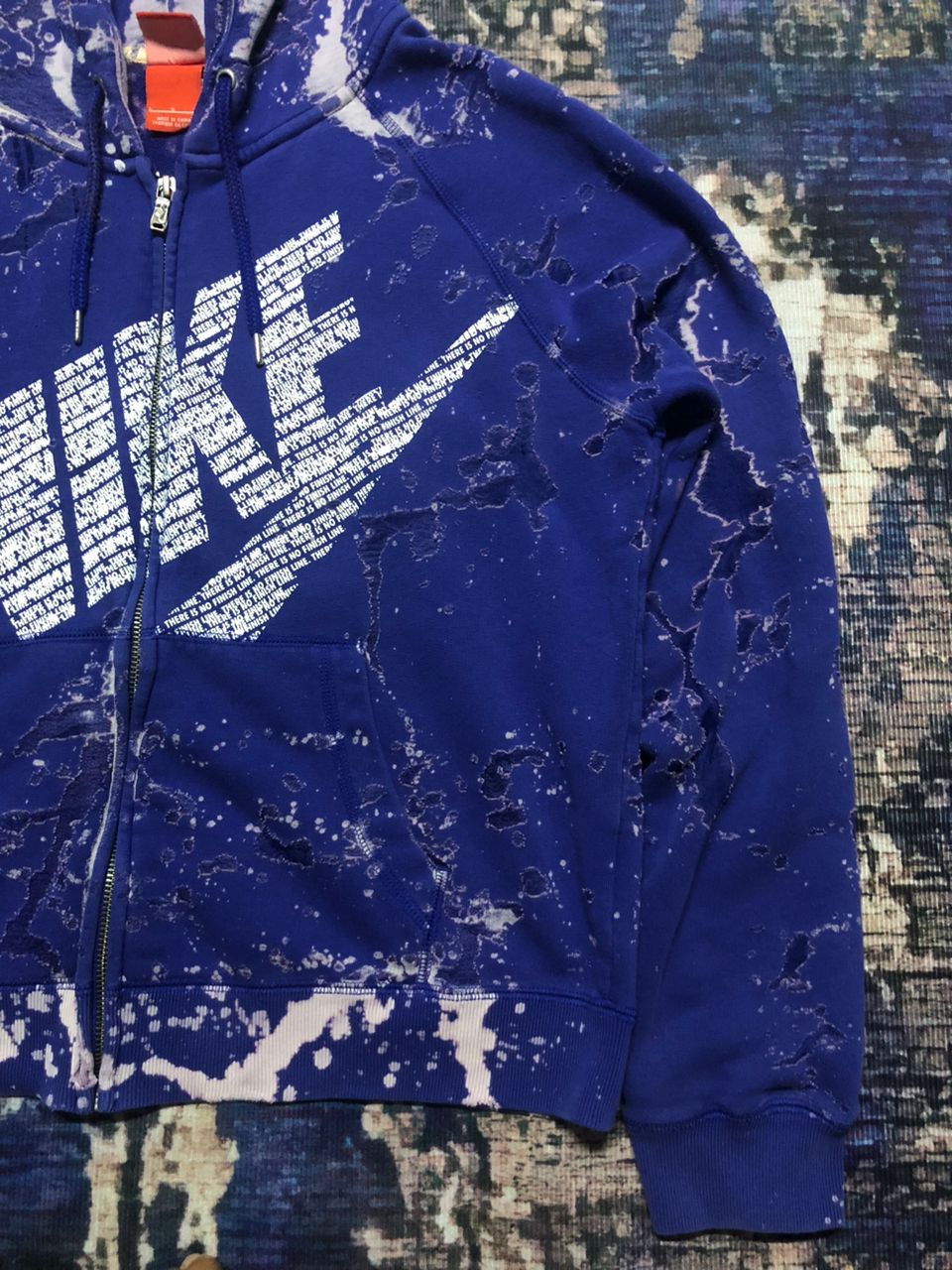 Nike Crazy Nike Cropped Heavily Distressed Bleach Zipper Hoodie Size L / US 10 / IT 46 - 6 Thumbnail