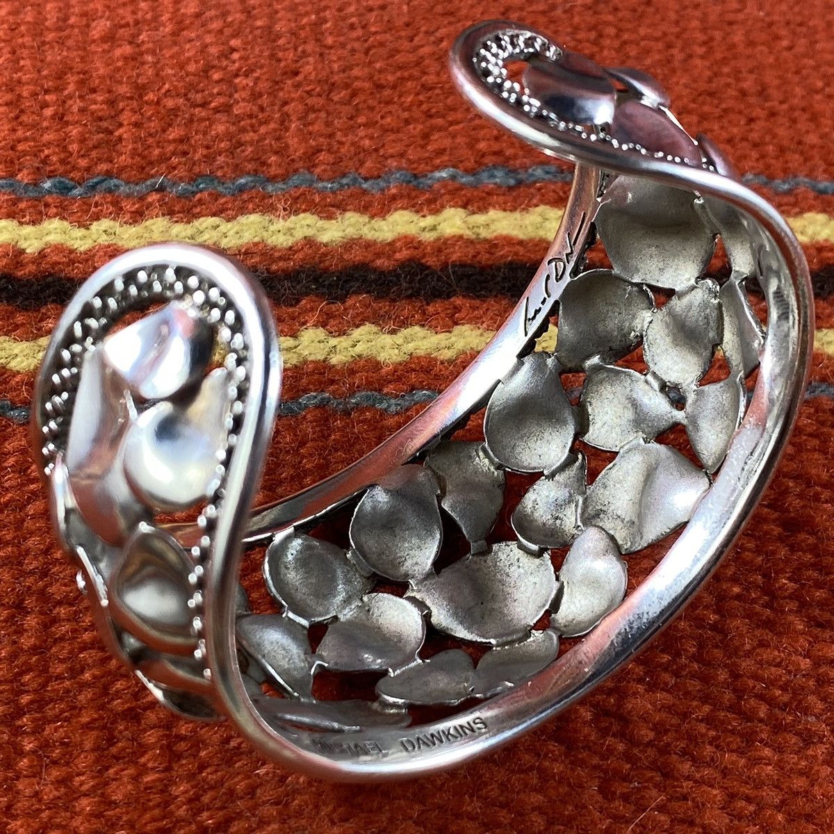 Vintage Vtg Michael Dakwins Sterling Silver Brutalist Petal Cuff 925 Size ONE SIZE - 5 Thumbnail