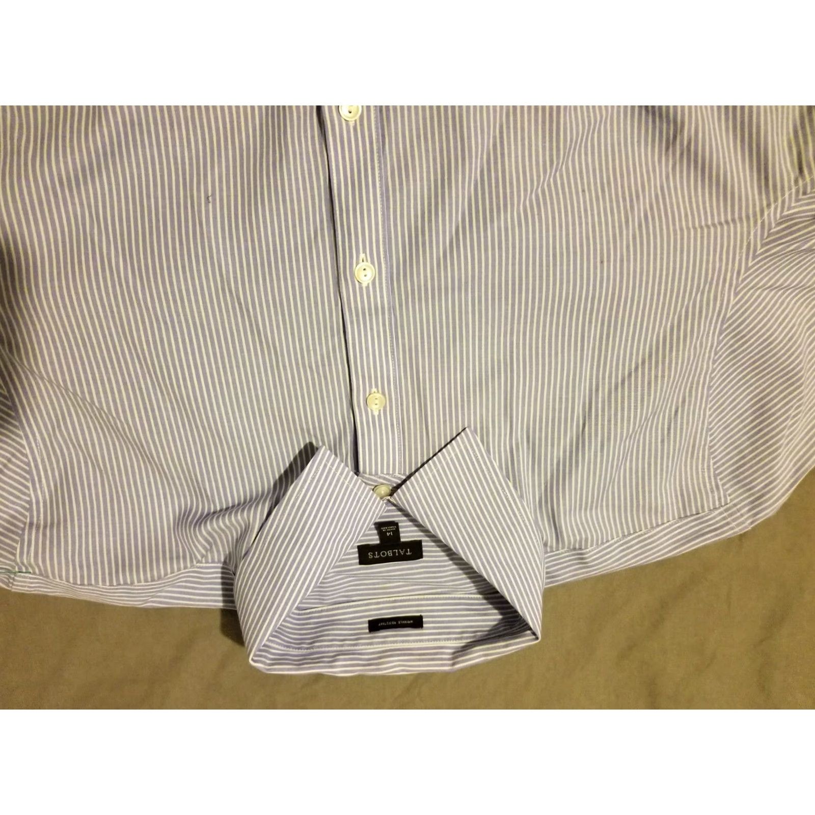 Talbots Womens Talbots Shirt Blouse 14 Cotton White Striped Button Dress Shirt Girls/Mens? Size XL / US 12-14 / IT 48-50 - 2 Thumbnail