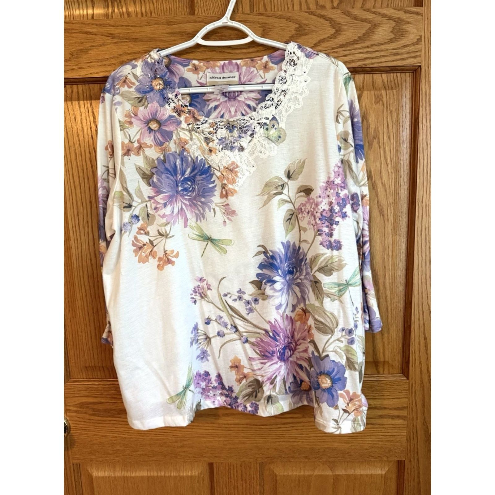 Vintage VINTAGE Alfred Dunner Pastel Floral Top Lace Womens 1X Plus Rhinestone Feminine Dainty Size XL / US 12-14 / IT 48-50 - 2 Thumbnail