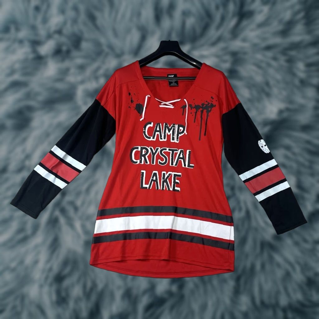 Vintage Friday The 13th Women Dress L Red Camp Crystal Lake Jason Voorhees Shirt Dress Halloween Graphic Print Vintage No? Size L / US 10 / IT 46 - 1 Thumbnail