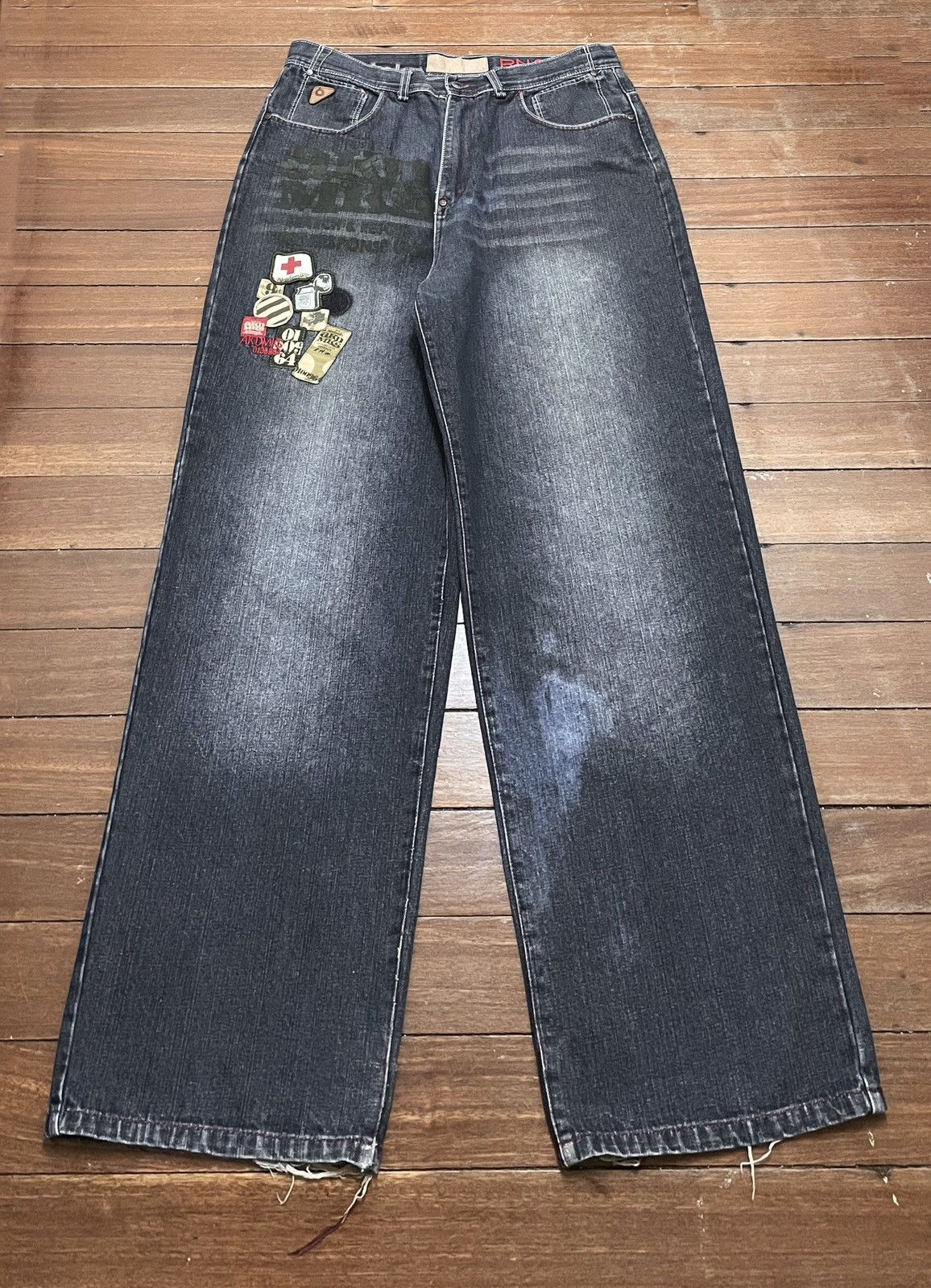 Vintage Rare Design Vintage Brand Akademiks Rapper Baggy Jeans 1990s Size US 35 - 1 Thumbnail