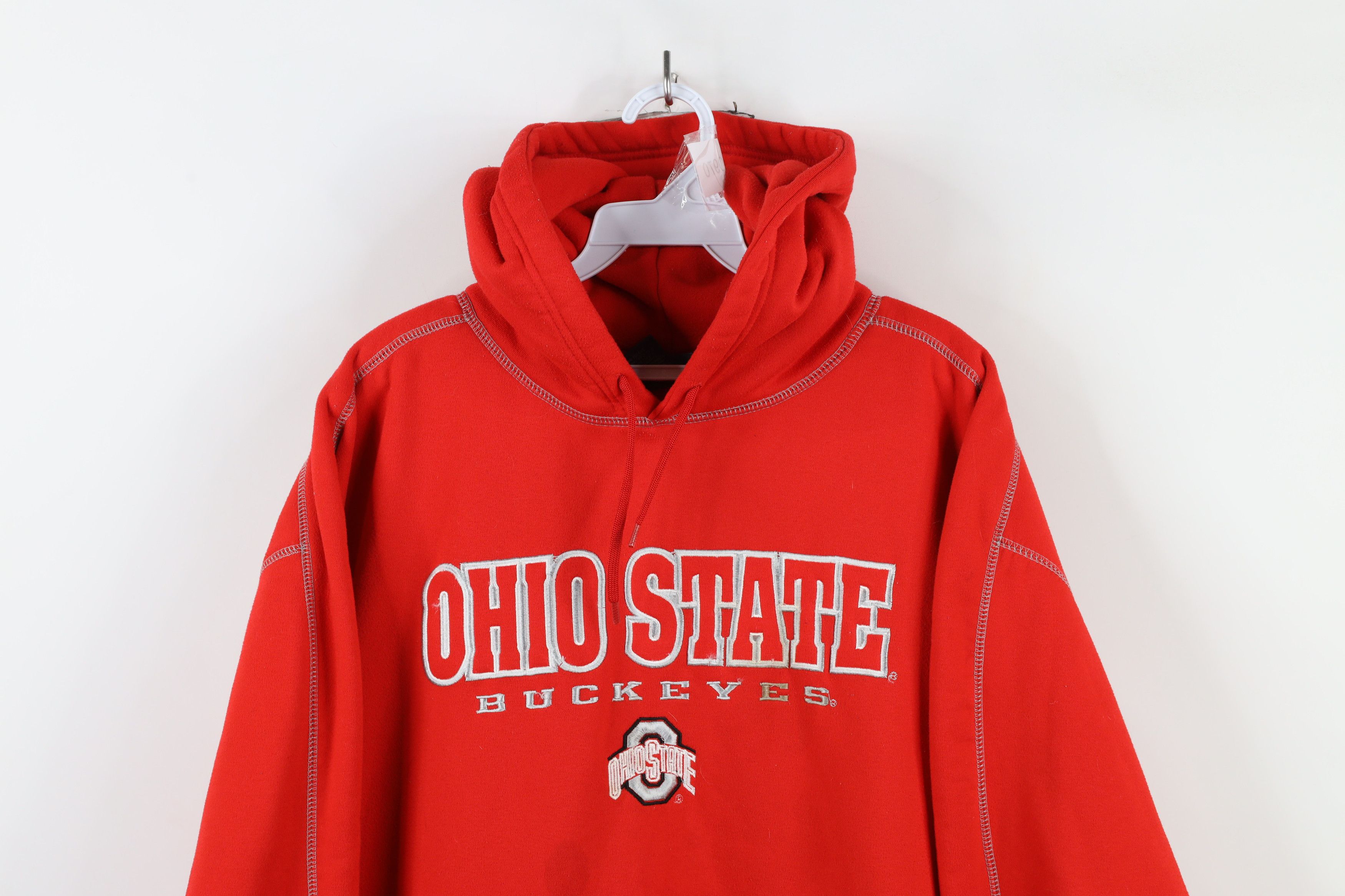 Vintage Vintage 90s Ohio State University Hoodie Sweatshirt Red Size US XL / EU 56 / 4 - 2 Thumbnail