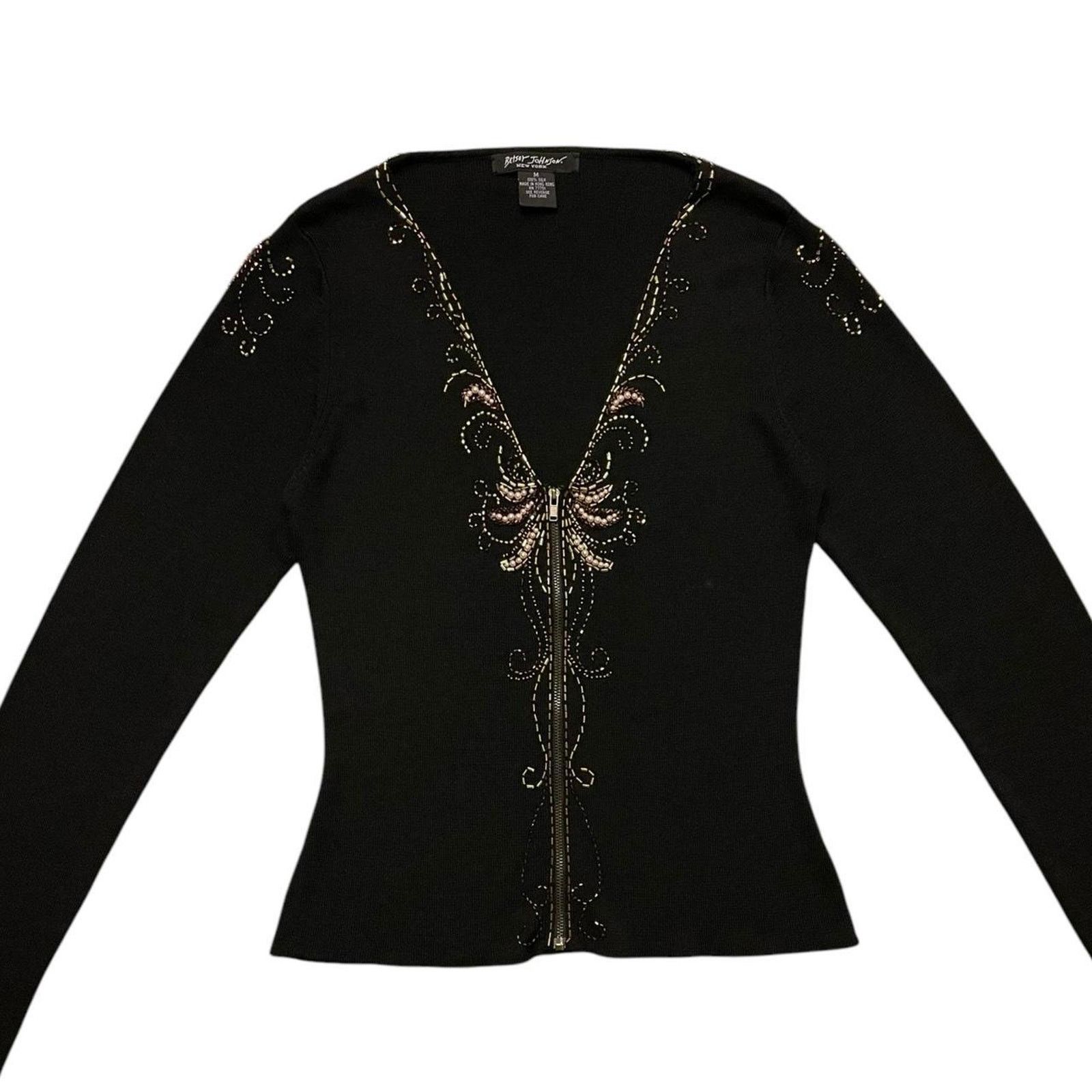 Betsey Johnson VTG 90s Betsey Johnson New York 100% silk full-zip cardigan Size M / US 6-8 / IT 42-44 - 4 Thumbnail