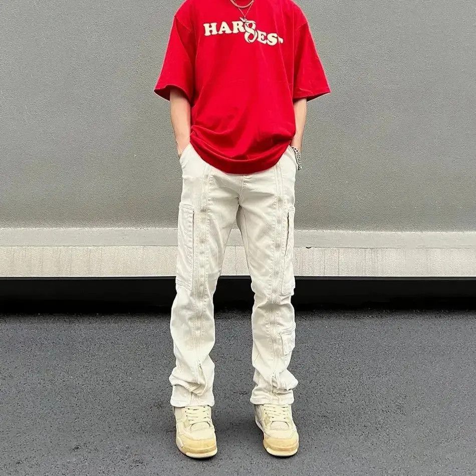 Japanese Brand Cargo Jeans Men Y2k Autumn Streetwear Zip Multi-pocket Size US 30 / EU 46 - 3 Thumbnail