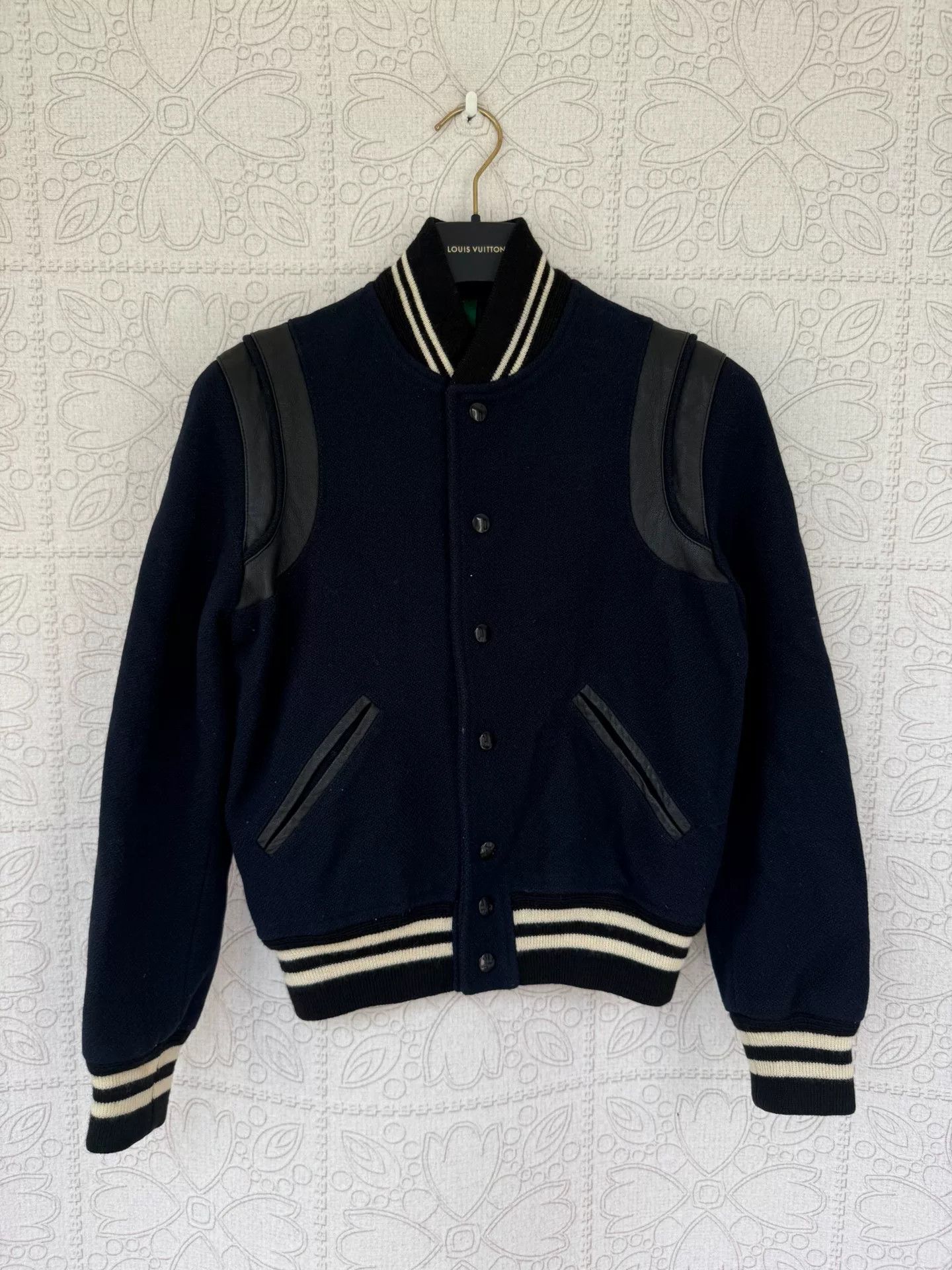 Yves Saint Laurent Saint Laurent Navy Wool Baseball Jacket Size US S / EU 44-46 / 1 - 1 Thumbnail