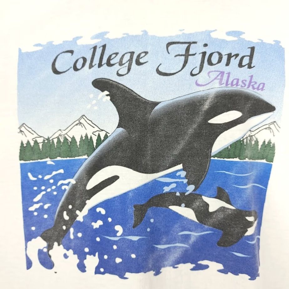 Vintage VINTAGE Killer Whale T Shirt Mens Large 90s College Fjord Alaska Glaciers Ocean Life Orca Navy White Crew Neck Short Sleeve Cotton T-Shirt Mens Size US L / EU 52-54 / 3 - 3 Thumbnail