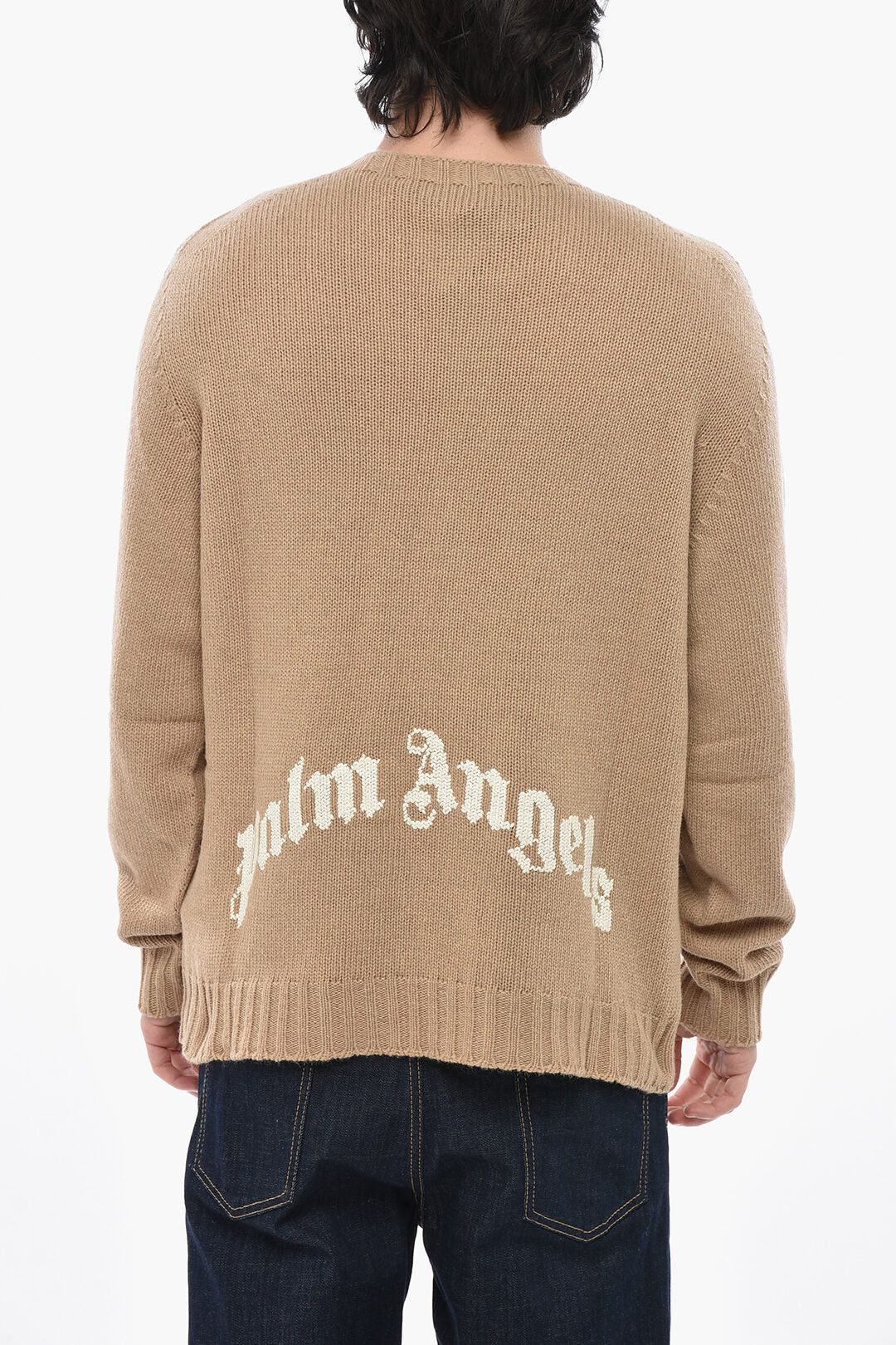 og1mm0326 Wool-Blend Crewneck Sweater in Beige