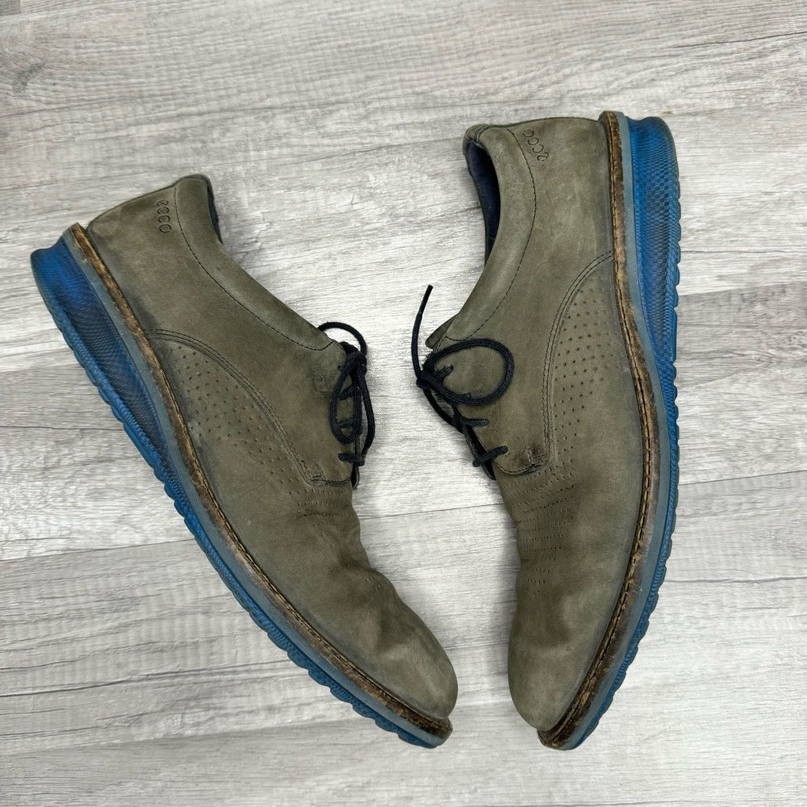 Ecco ECCO Hybrid Blue Sole Nubuck Derby Shoes Size 42 / US 8–8.5 Size US 8 / EU 41 - 2 Thumbnail