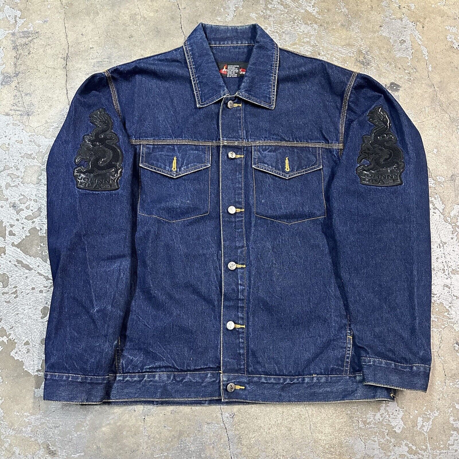 Ecko Unltd. × JNCO × Southpole Vintage Y2K Johnny Blaze Dragon Denim Trucker Jacket Size US XL / EU 56 / 4 - 3 Thumbnail