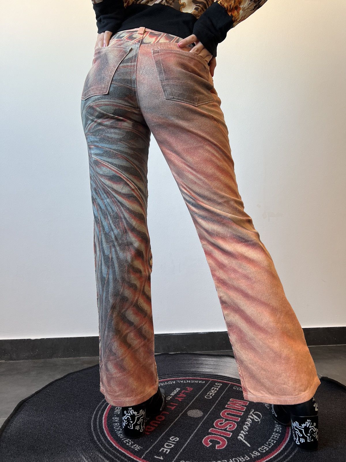Roberto Cavalli Archive Roberto Cavalli 2001 Psychedelic Spiral Print Jeans Size 29" - 3 Thumbnail