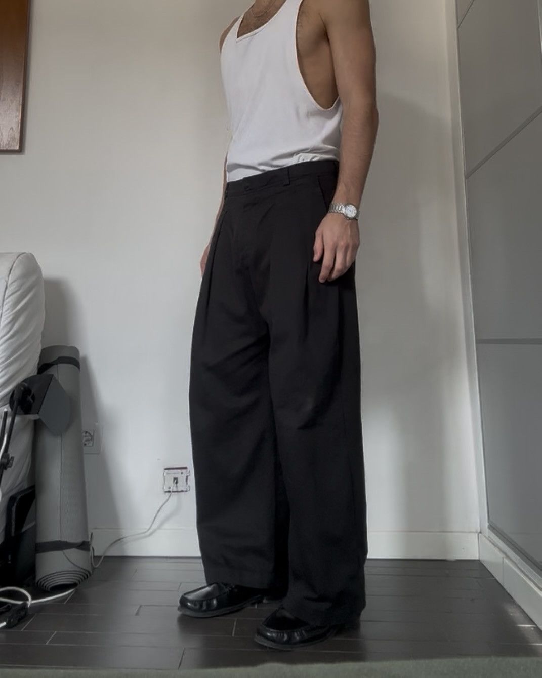 Japanese Brand Japanese Gabardine Pleated Wide-Leg Loose Straight Trousers Size US 32 / EU 48 - 3 Thumbnail