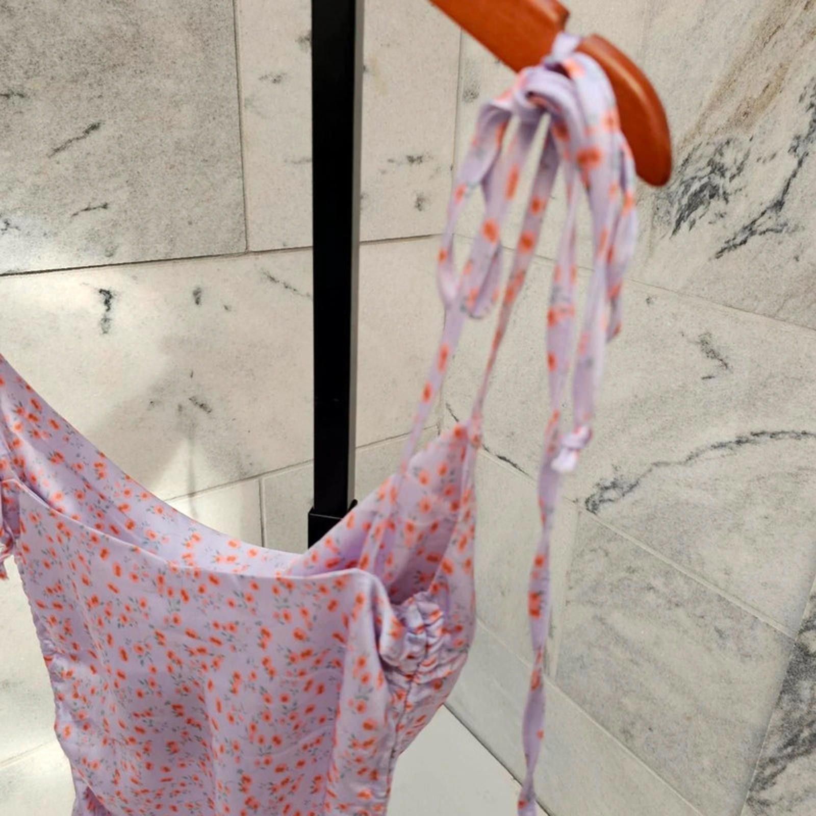 Designer Princess Polly Women's Purple and With Orange Flowers Dress Size M / US 6-8 / IT 42-44 - 5 Thumbnail