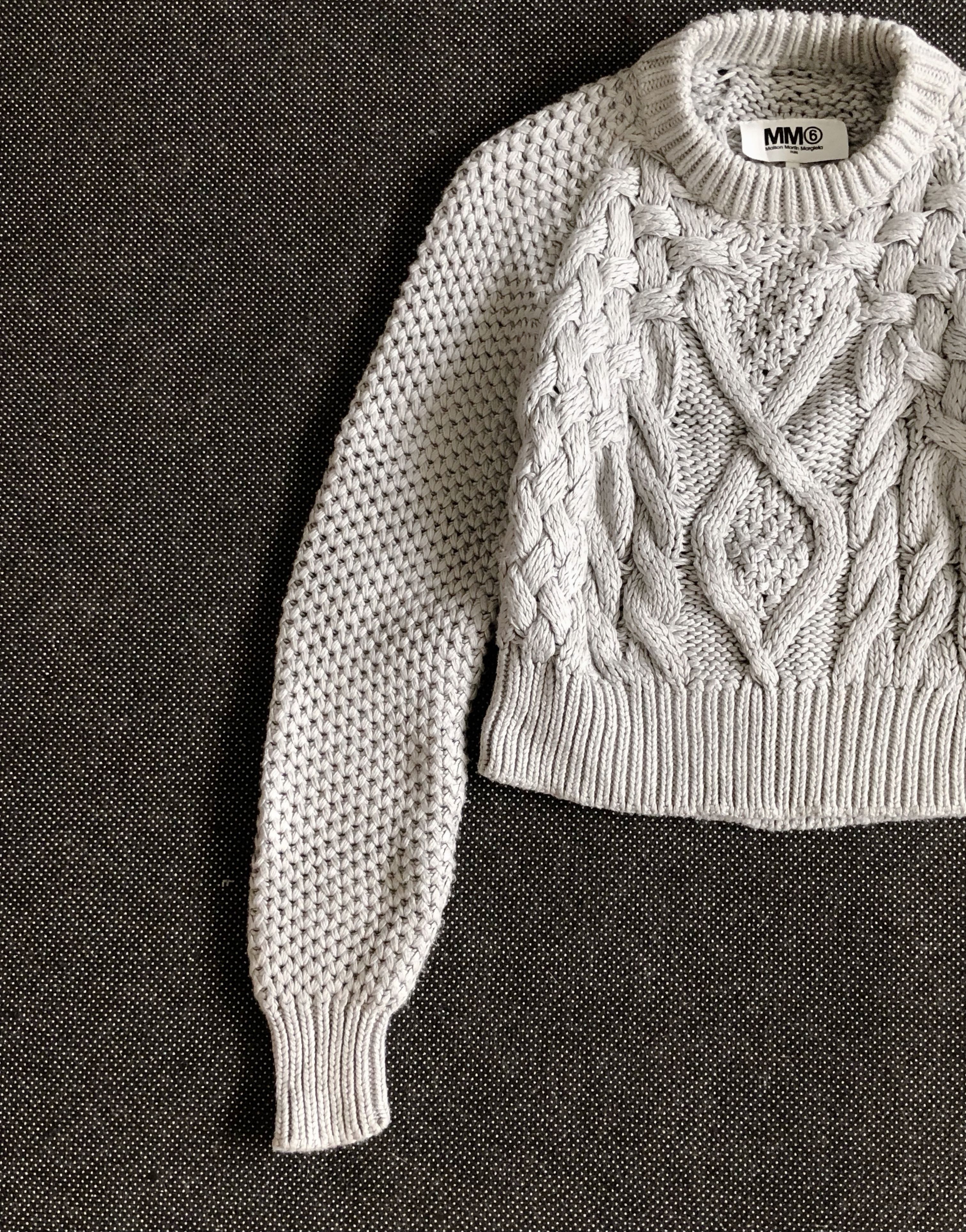Maison Margiela FW15 MM6 CROPPED HEAVY CABLE KNIT PULLOVER SWEATER Size XS / US 0-2 / IT 36-38 - 11 Thumbnail