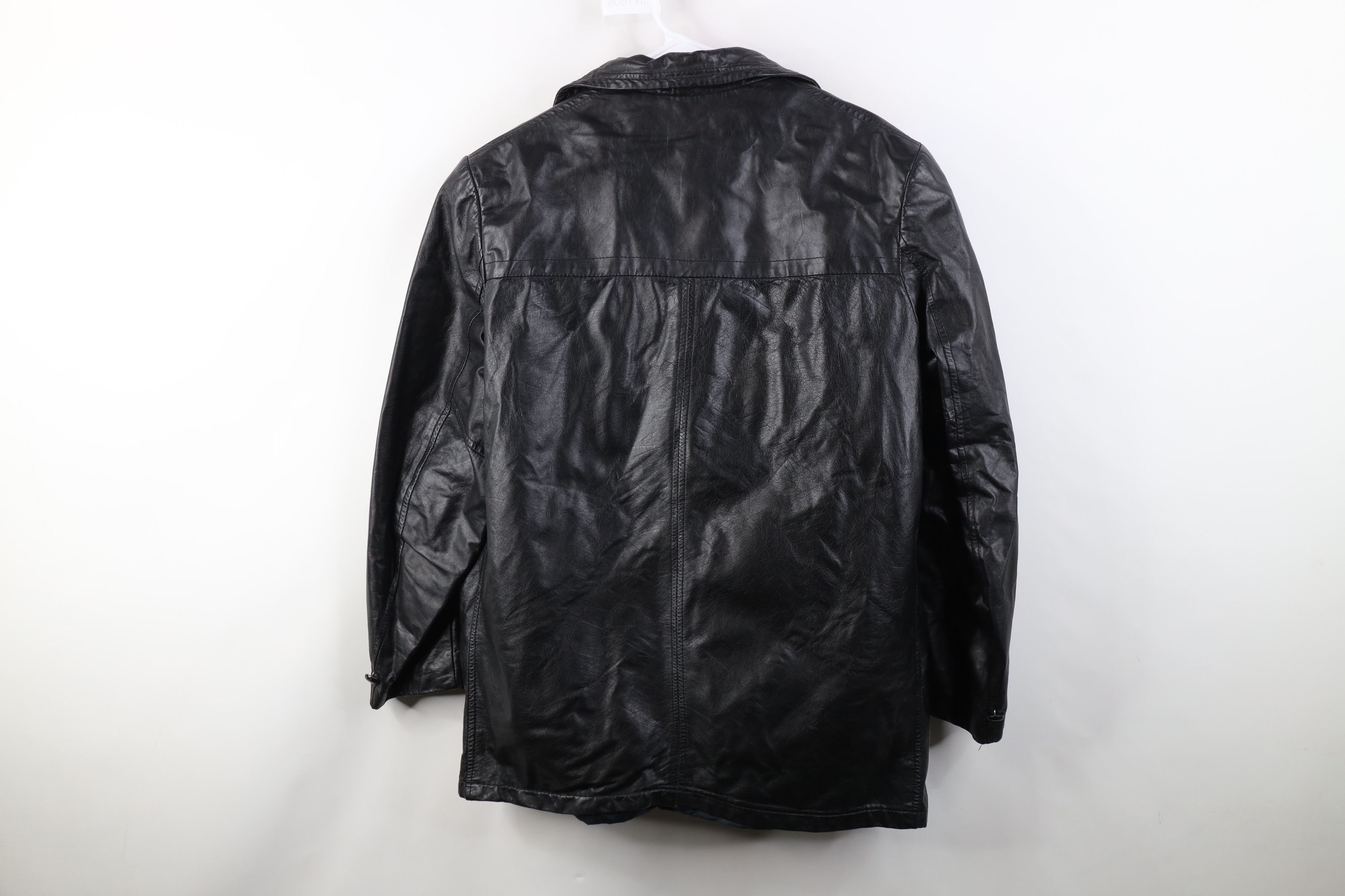 Vintage Vintage 70s Streetwear Lined Full Button Leather Jacket Size US L / EU 52-54 / 3 - 15 Thumbnail
