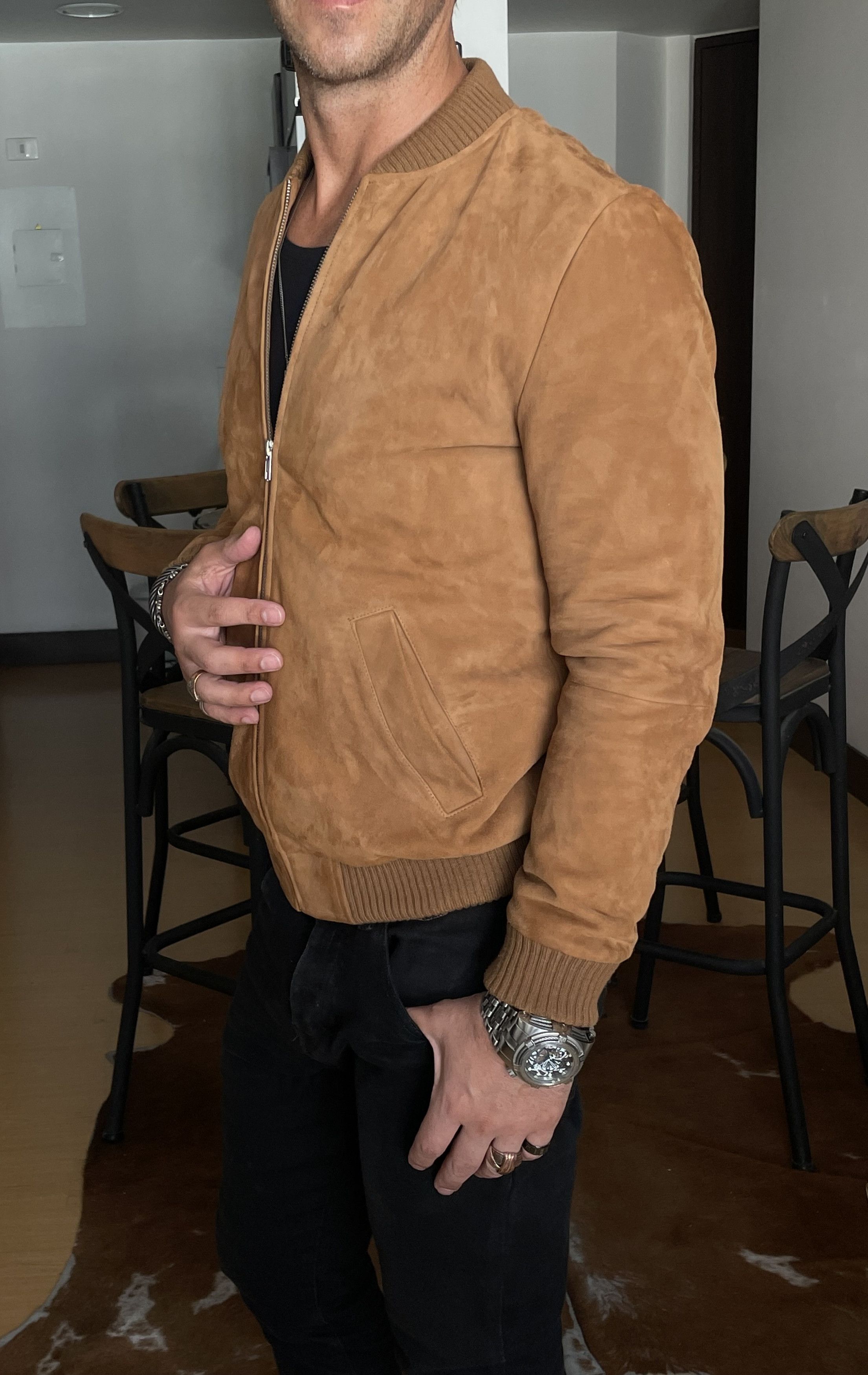 Sandro JOHN VARVATOS Jacket Leather Suede Bomber SANDRO Size US S / EU 44-46 / 1 - 6 Thumbnail