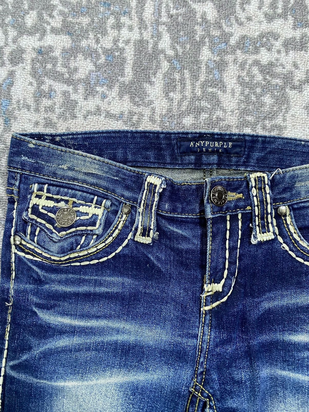 Japanese Brand Japanes Anypurple washed denim jeans Size US 31 - 5 Thumbnail