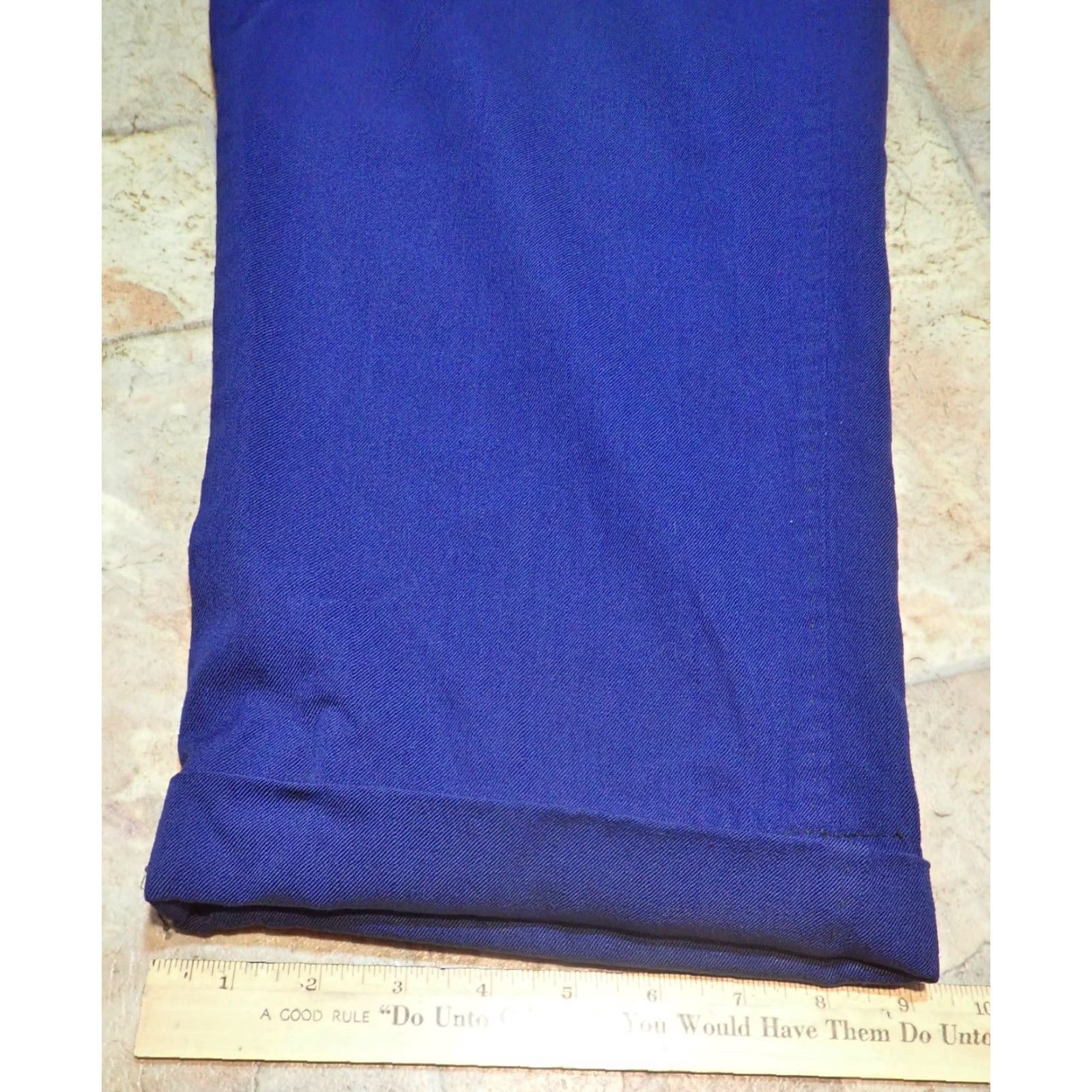 Vintage VINTAGE Wool Gabardine Dress Pants Blue 31x26 Pleated Cuffed Retro 1940s 50s 60s Unisex Size US 31 - 6 Thumbnail