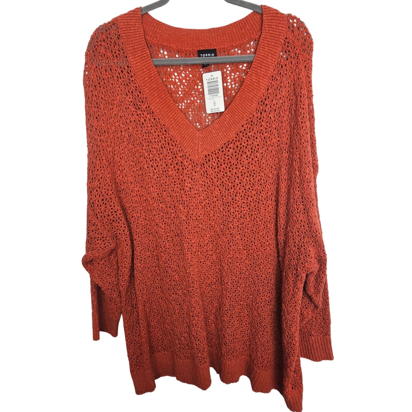 Torrid Torrid Womens Open Knit V-Neck Sweater Plus Size 4X Stretch Size 4XL / US 24-26 - 1 Thumbnail