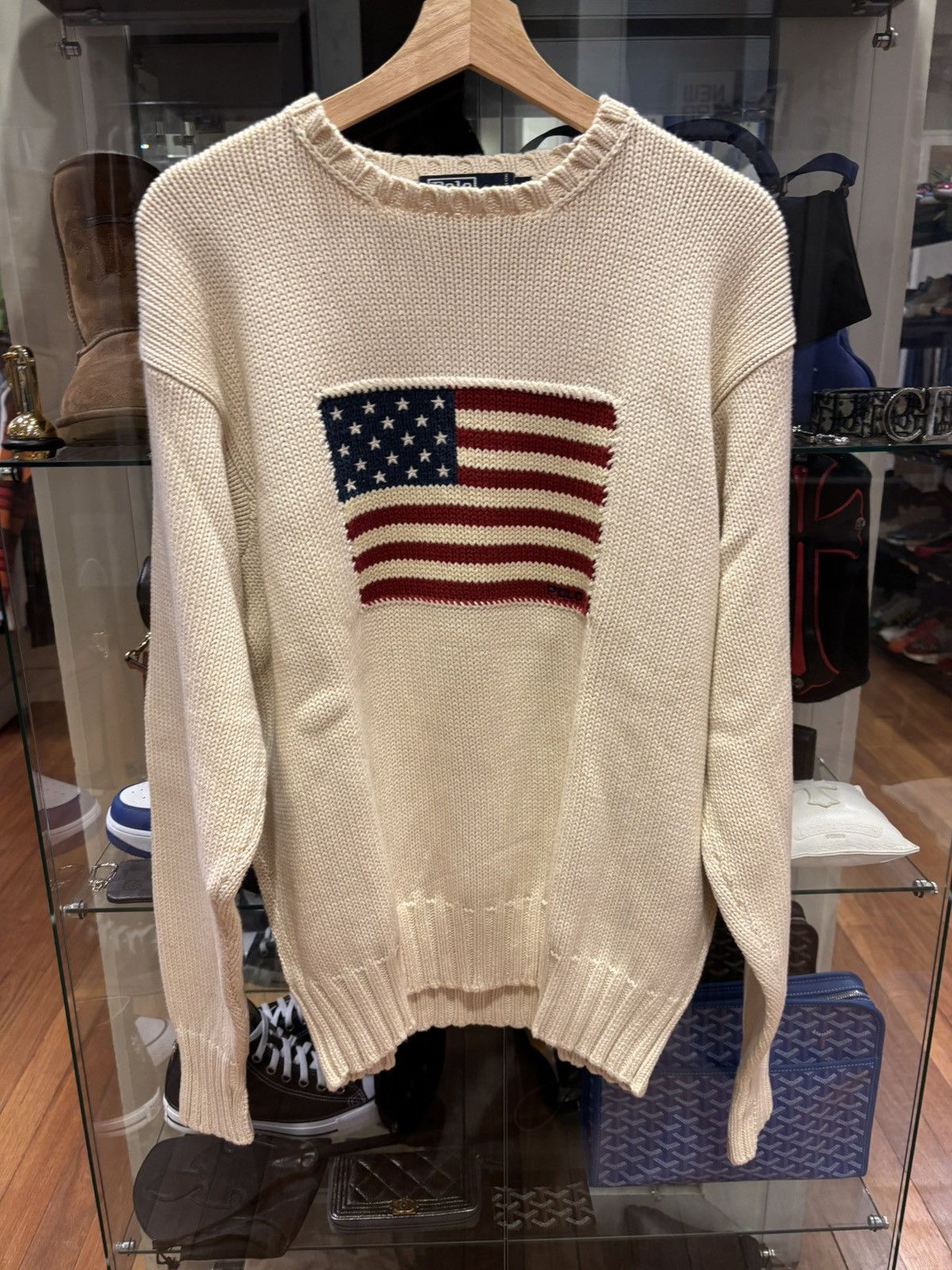 Polo Ralph Lauren Polo Ralph Lauren Flag Knit Sweater Cream Size US L / EU 52-54 / 3 - 1 Thumbnail