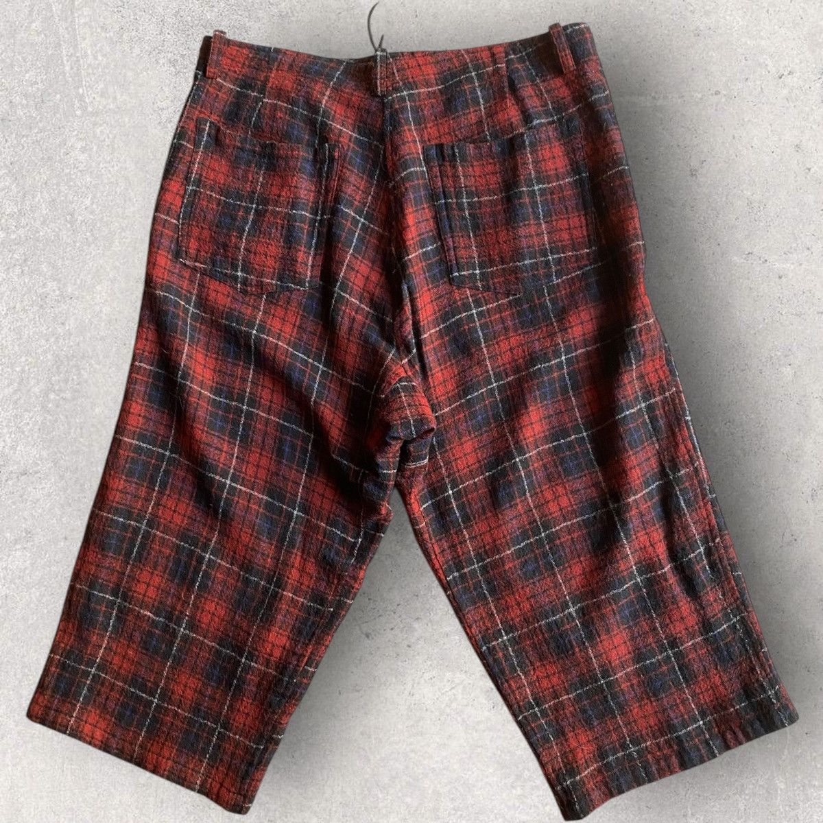 Yohji Yamamoto Y’s Wool Red Tartan Drawstring Cropped Pants Size US 34 / EU 50 - 3 Thumbnail