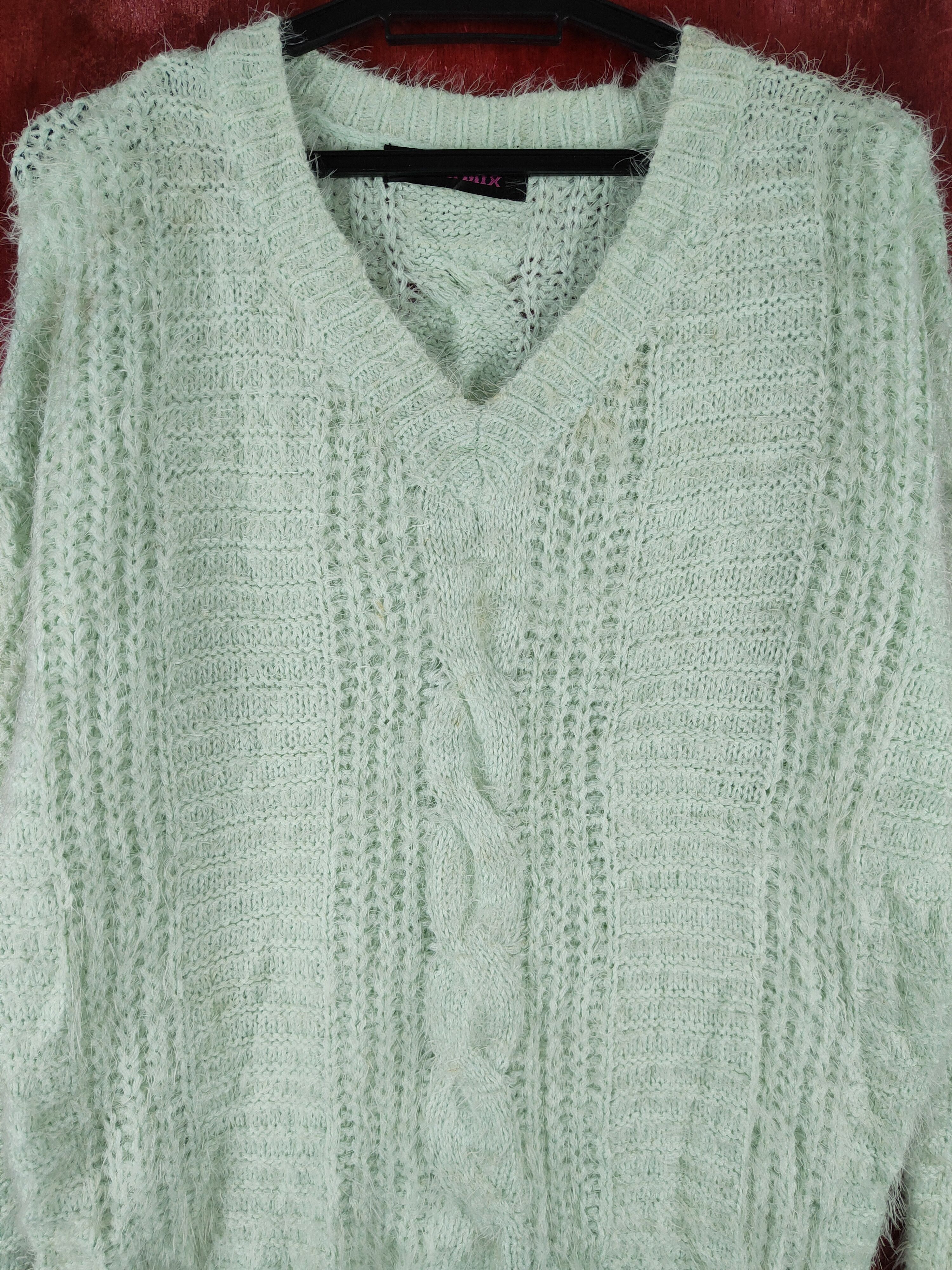 Japanese Brand × Vintage COOL DESIGN Pink Mix Mint Green Fur Mohair Knitwear Size L / US 10 / IT 46 - 2 Thumbnail