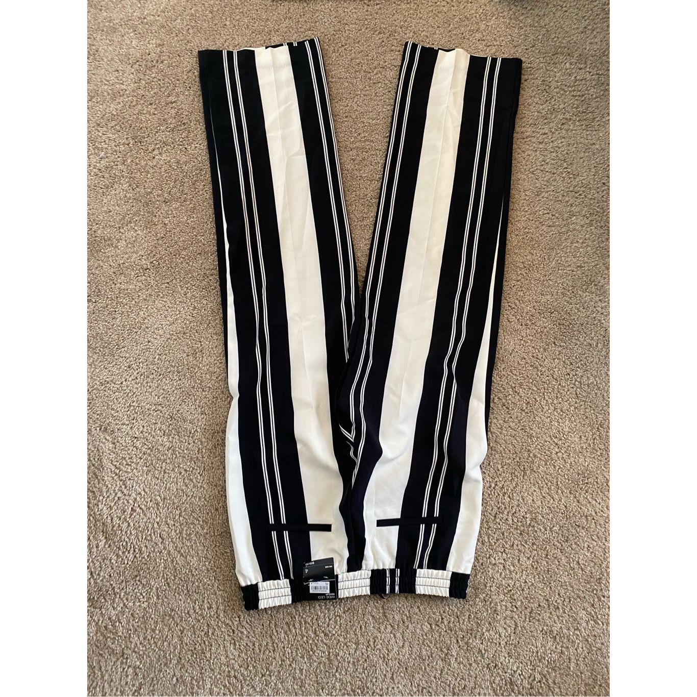 I.N.C INC NWT Black Striped Drawstring Black/White Wide Leg Pants, Size 27" / US 4 / IT 40 - 7 Thumbnail