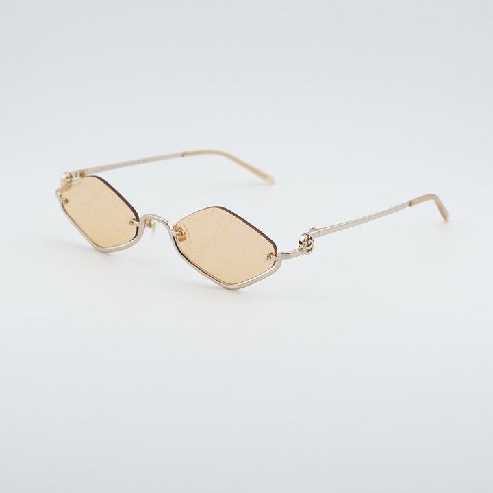 Gucci Gucci GG1604S 004 Sunglasses Gold Geometric Frame Size ONE SIZE - 1 Thumbnail