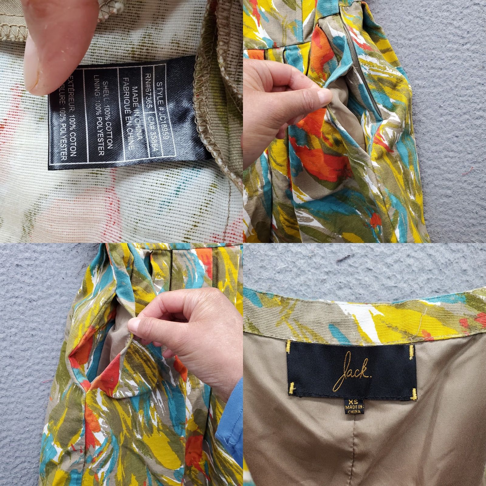 Vintage JACK Dress Womens XS Multi Sleeveless Sweetheart Pleated Waist Pockets Side Zip Dress Size XS / US 0-2 / IT 36-38 - 8 Thumbnail
