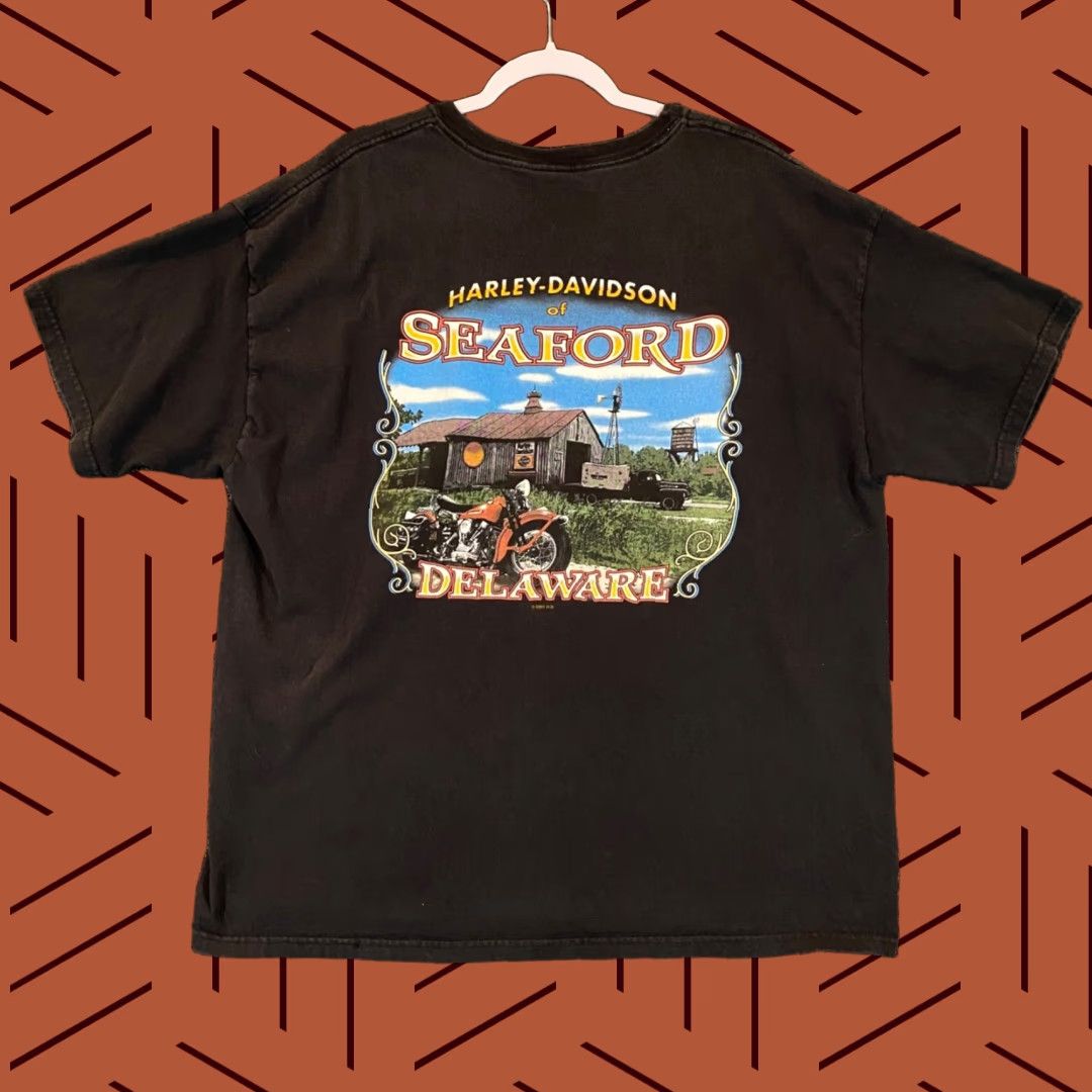 Harley Davidson Harley Davidson Shirt Mens 2XL Black Hawg Wild Motorcycle Tee S/S Seaford DE Size US XXL / EU 58 / 5 - 1 Thumbnail