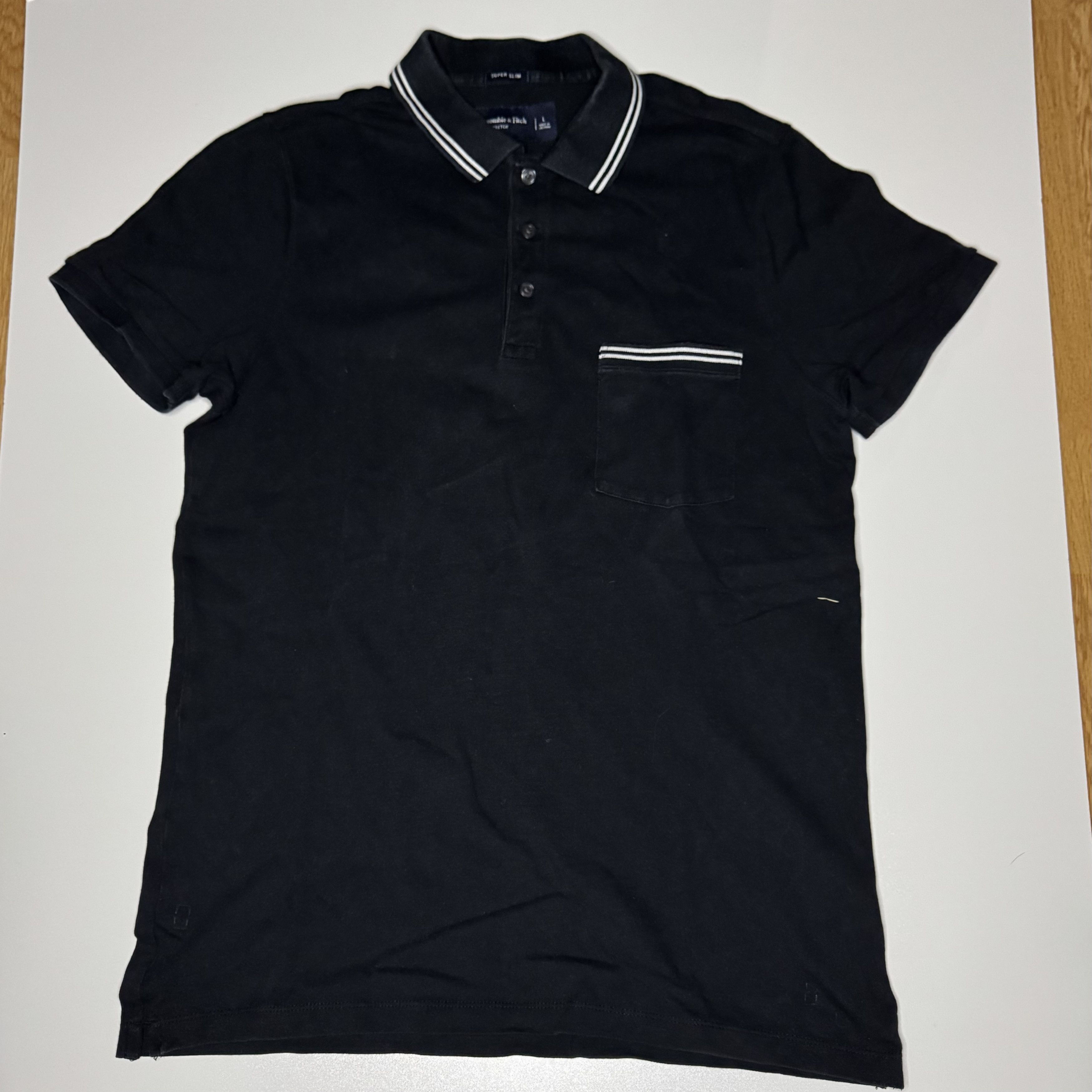 Abercrombie & Fitch Abercrombie & Fitch Black Polo Super Slim L White Trim Size US L / EU 52-54 / 3 - 1 Thumbnail