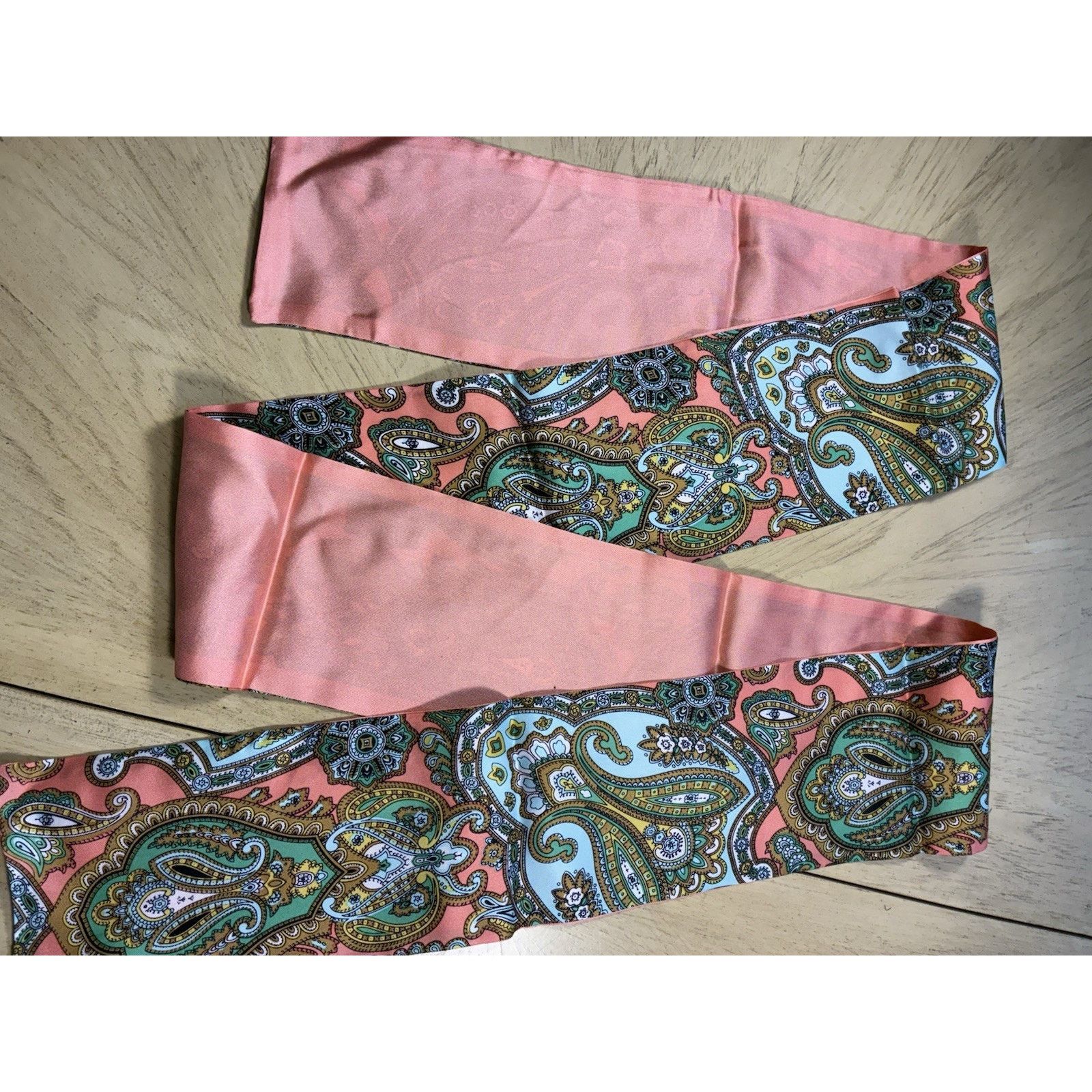Talbots NWT Talbots 100% Silk Skinny Scarf Twilly Paisley Scarf Pink Size ONE SIZE - 10 Thumbnail