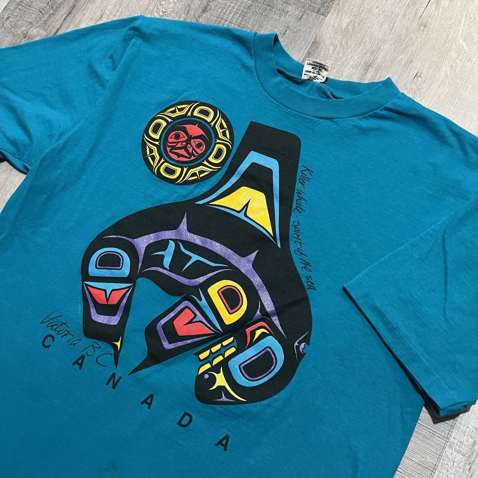 Vintage VTG Northwest Coat Art Tee Blue Victoria BC Canada T Shirt L Size US L / EU 52-54 / 3 - 2 Thumbnail
