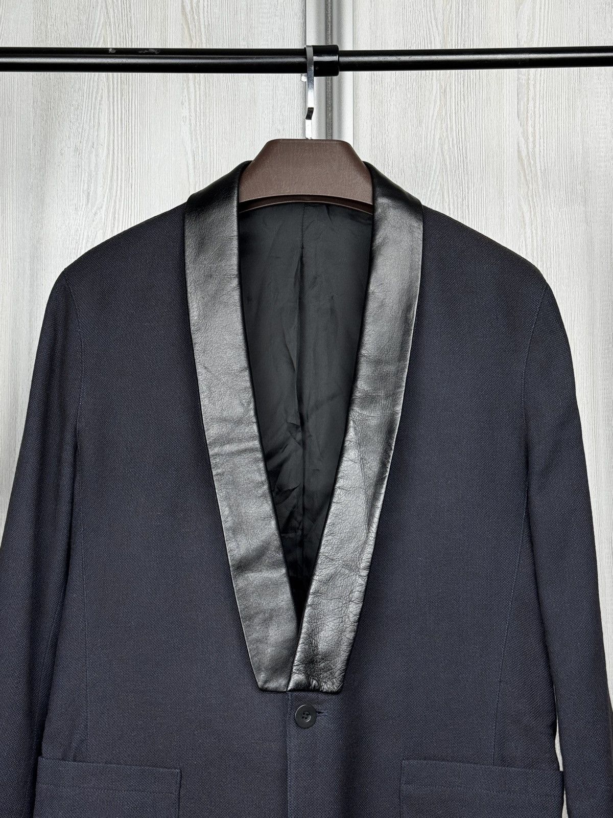 Filippa K Flippa K M. David Tuxedo Jacket Cotton Wool Leather blazer Size 40R - 3 Thumbnail