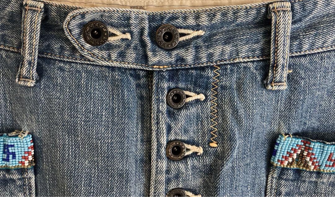 Kapital KAPITAL denim fringe Navajo shorts. Size US 36 / EU 52 - 4 Thumbnail