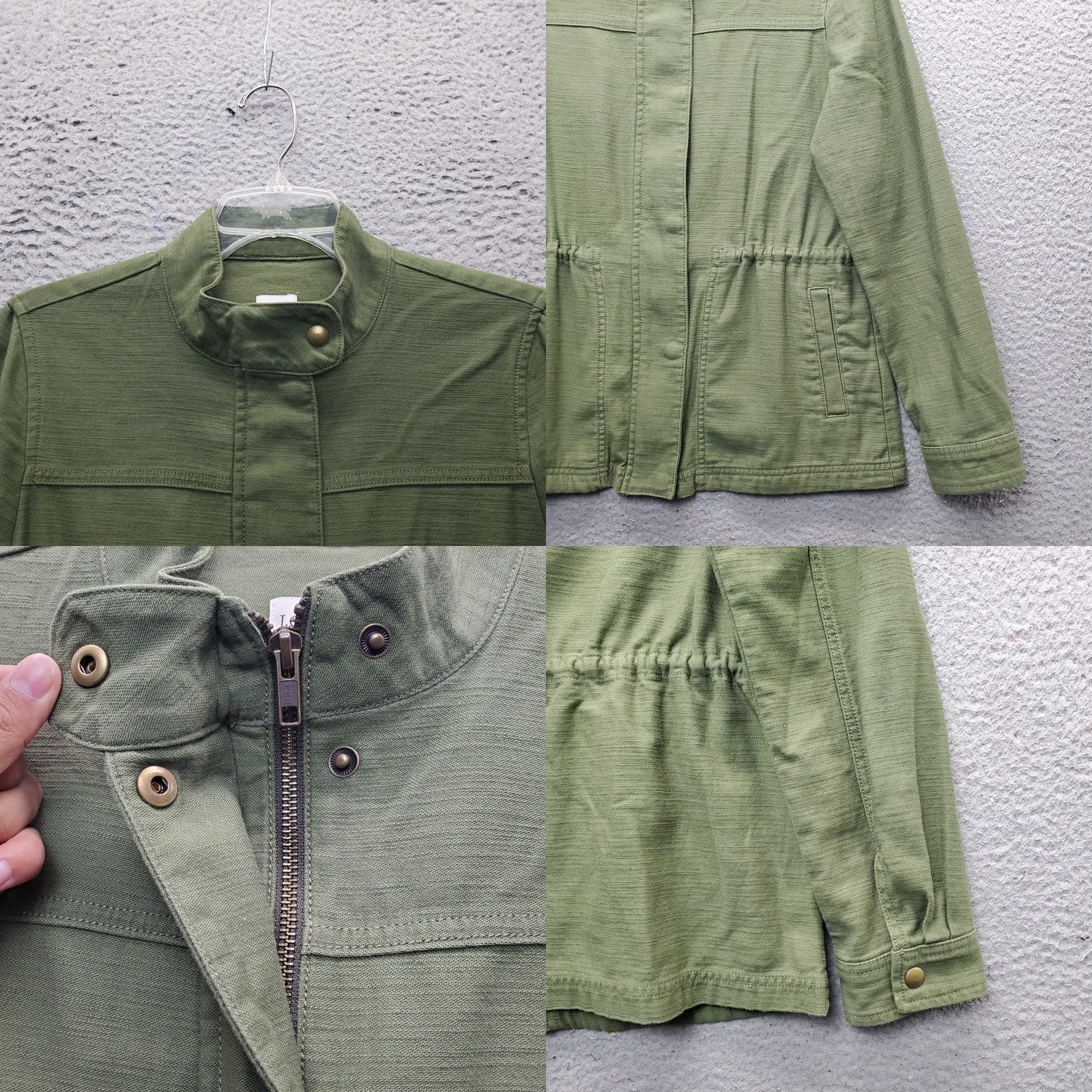 J.Crew J.CREW Womens Small Green Long Sleeve Jacket Cinch Snap Front Inside Zip Size S / US 4 / IT 40 - 8 Thumbnail