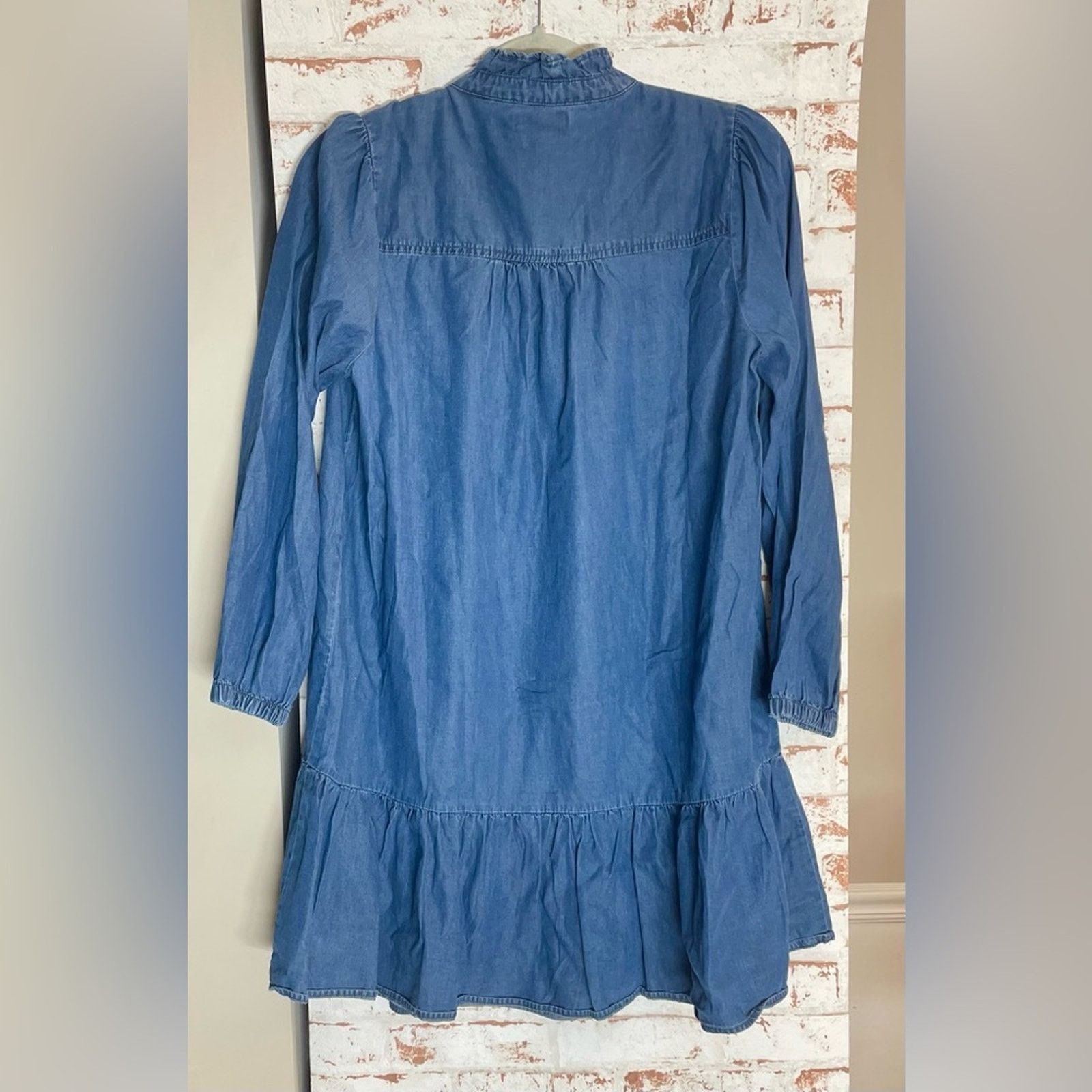 & Other Stories Aqua Chambray Ruffle Dress Size M / US 6-8 / IT 42-44 - 2 Thumbnail