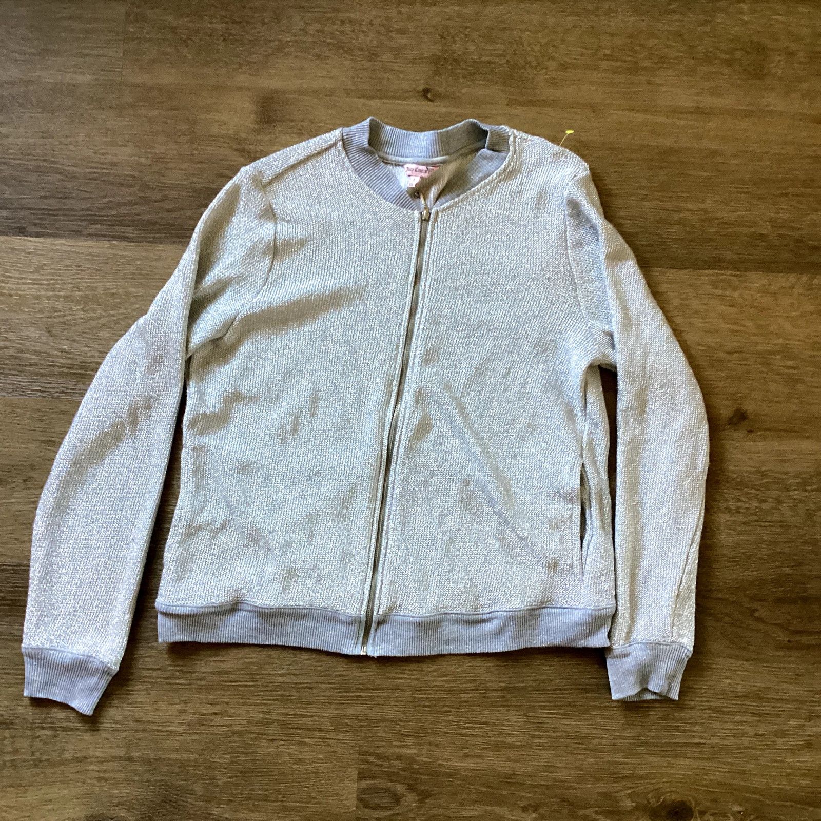 Juicy Couture Juicy Couture Silver Full Zip Cardigan Size L / US 10 / IT 46 - 1 Thumbnail