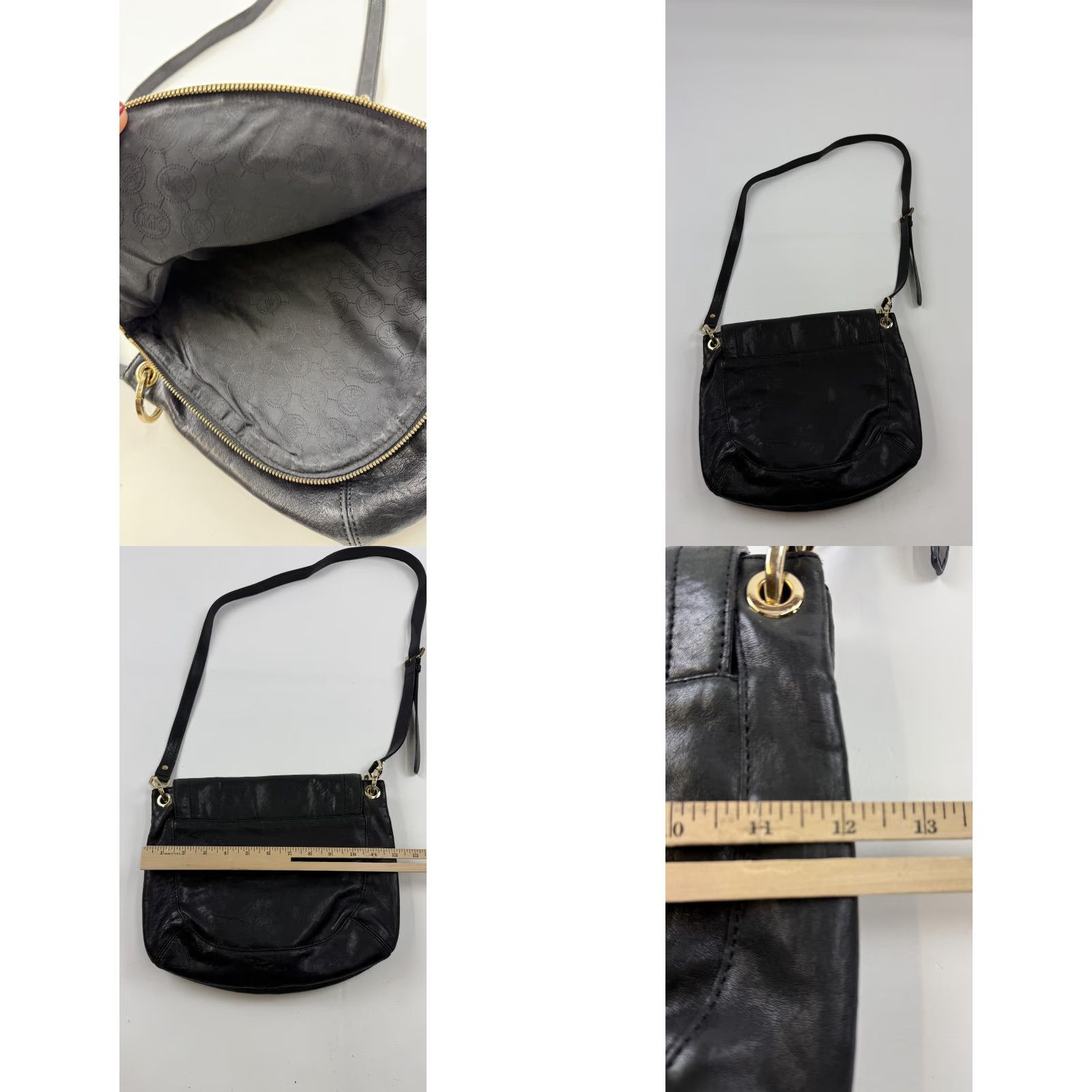 Michael Kors Michael Kors Crossbody Bag Womens Black Leather Flap Gold Purse Size ONE SIZE - 8 Thumbnail