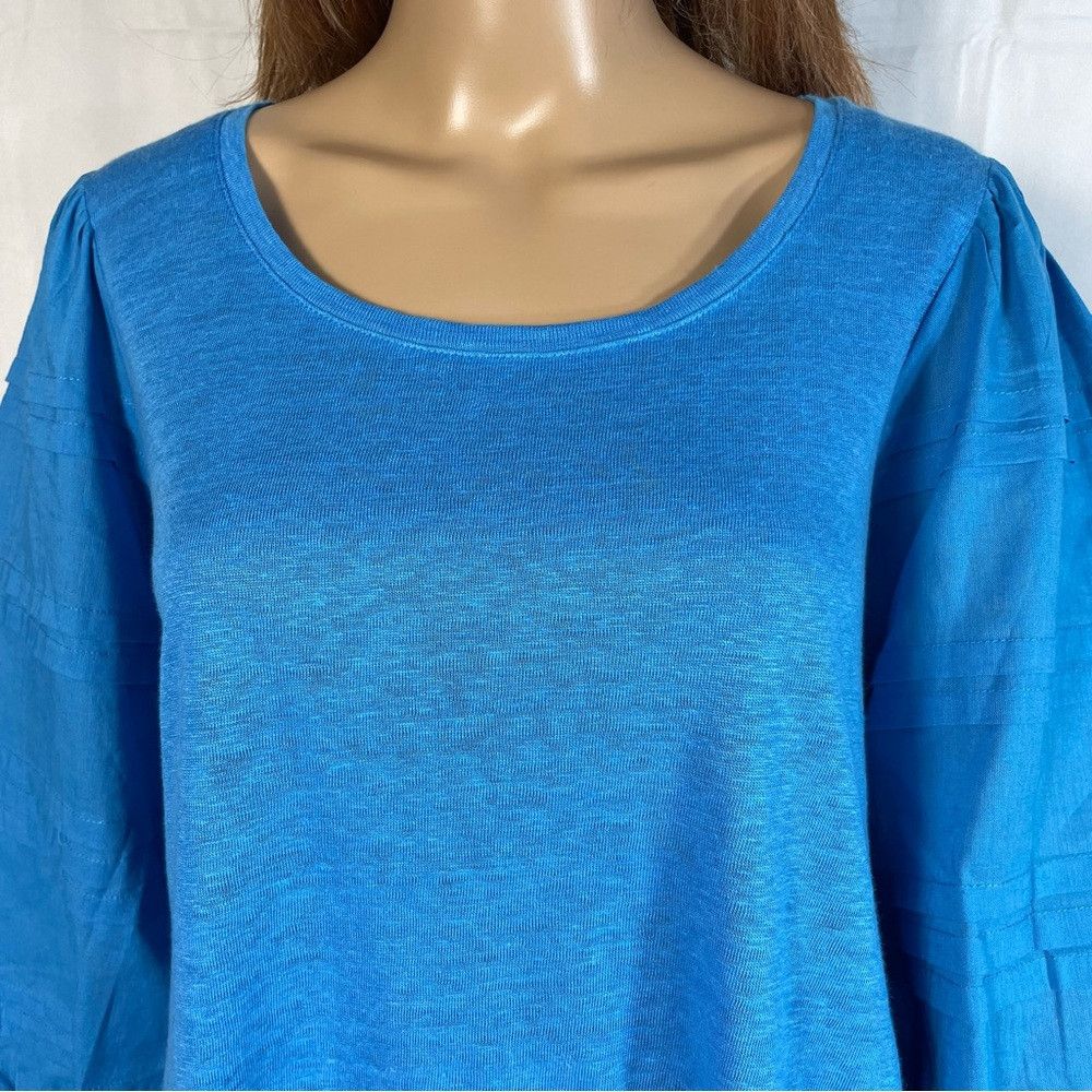 Chicos New Chico's Linen Detailed 3/4 Sleeve Blue Top Size 1 US M Size M / US 6-8 / IT 42-44 - 3 Thumbnail