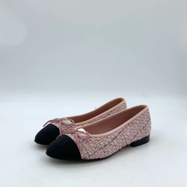 Chanel Chanel 35.5 Pink Bow Tweed Flat Shoes Size US 4.5 / IT 34.5 - 1 Thumbnail