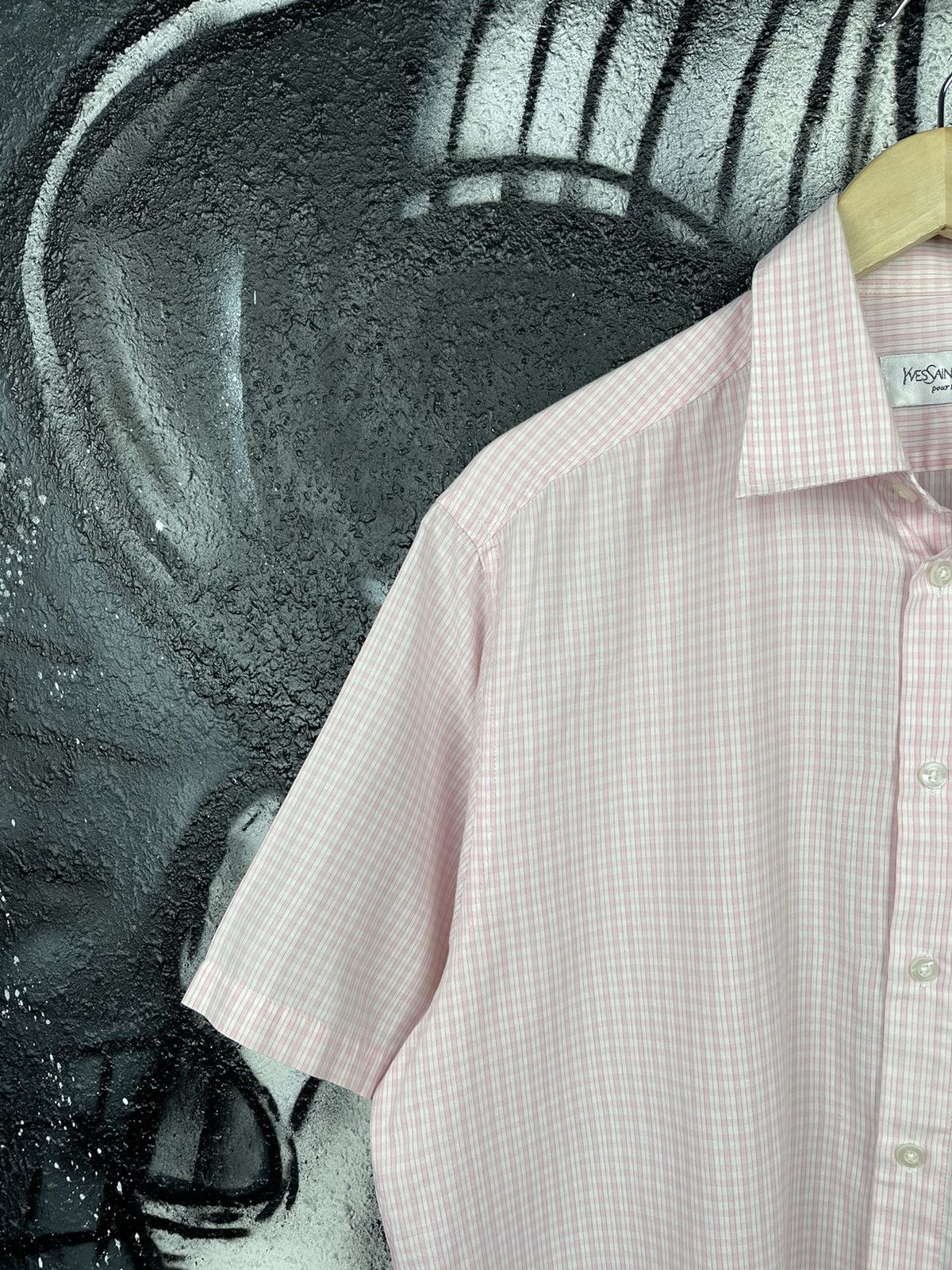 Yves Saint Laurent Yves Saint Laurent Vintage Pink Checkered Shirt Size L Size US L / EU 52-54 / 3 - 6 Thumbnail