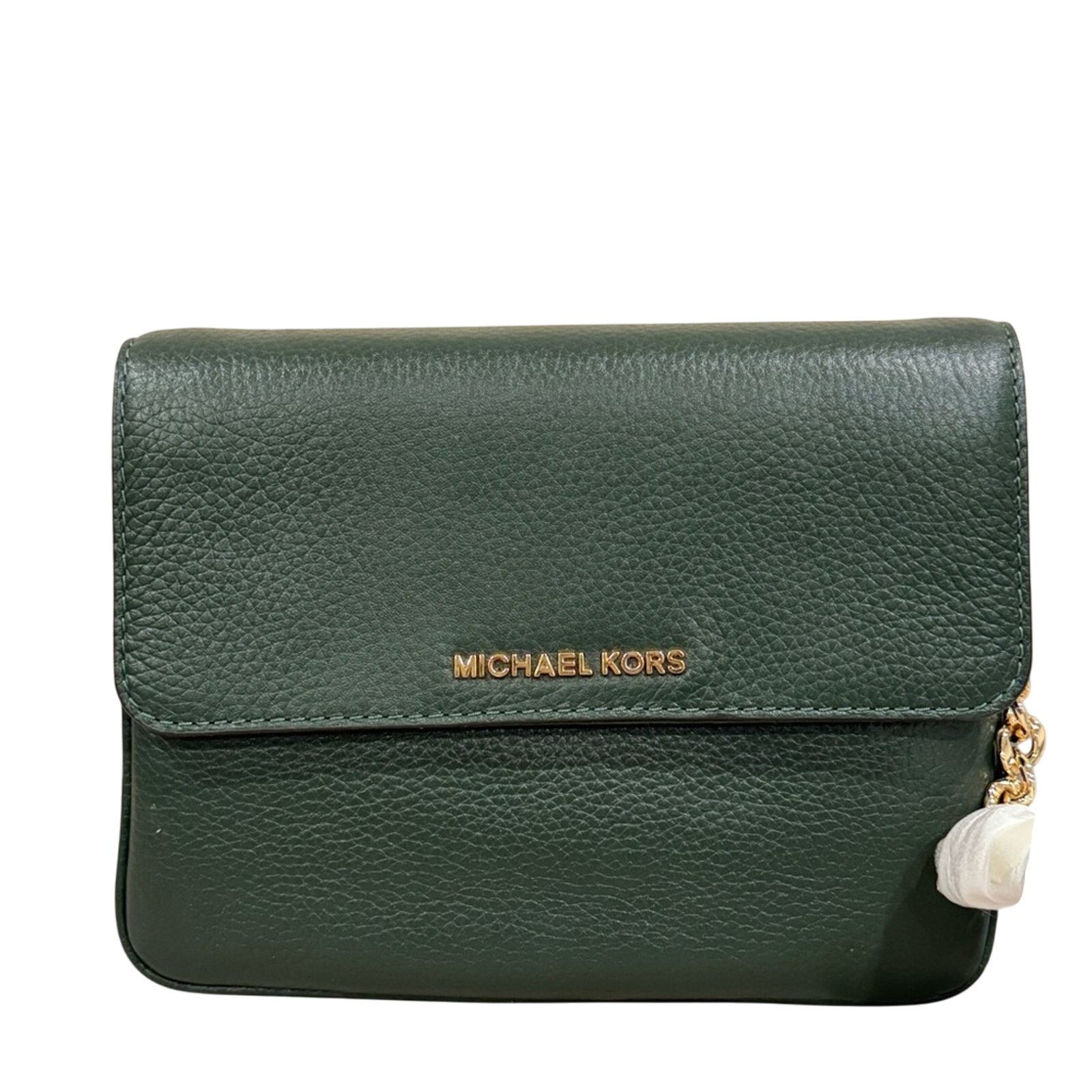 Michael Kors Michael Kors Green Leather Clutch with Gold Hardware Size ONE SIZE - 1 Thumbnail