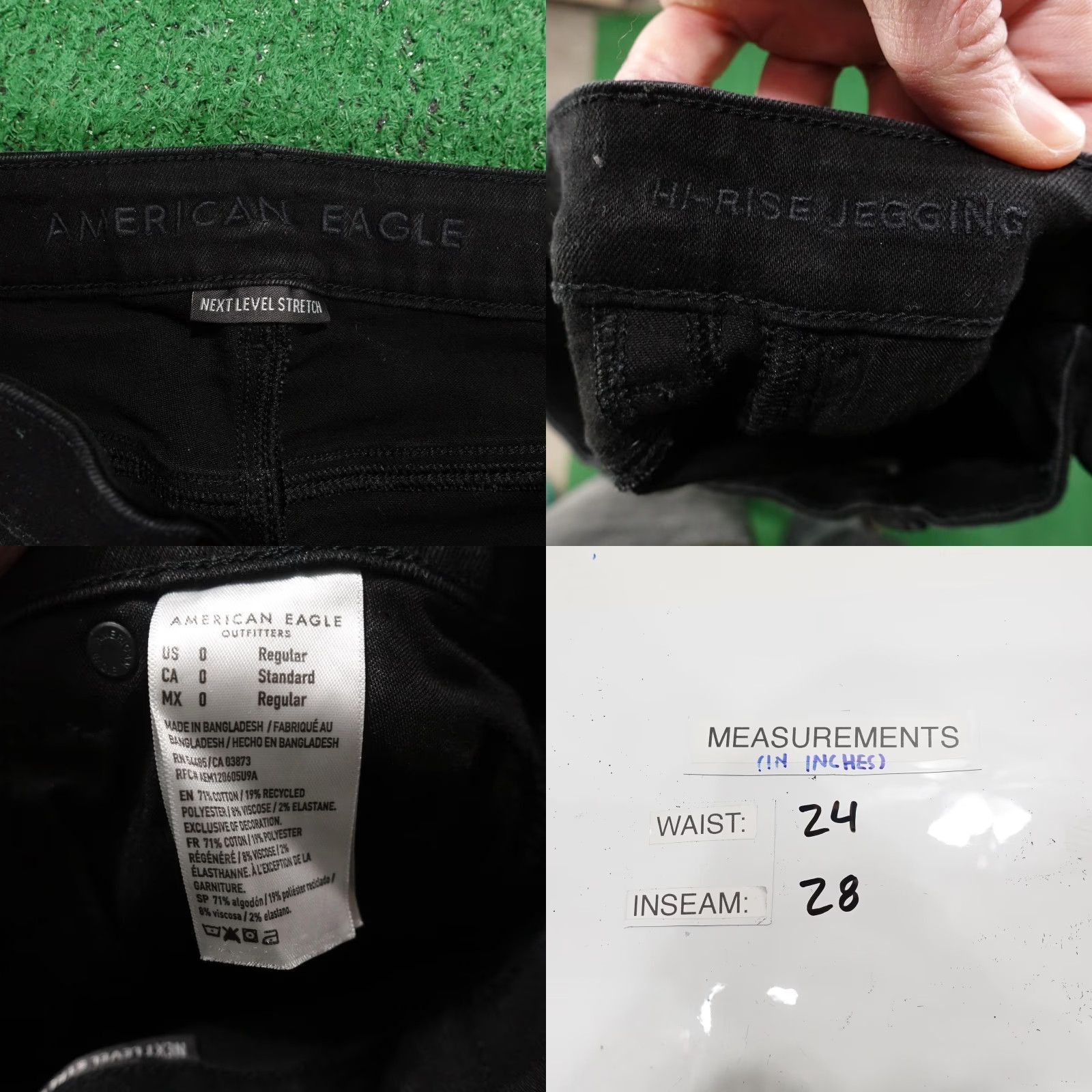 American Eagle Outfitters American Eagle Jeans Womens 0 Black Jegging Next Level Stretch Ripped Size 25" / US 0 / IT 36 - 8 Thumbnail