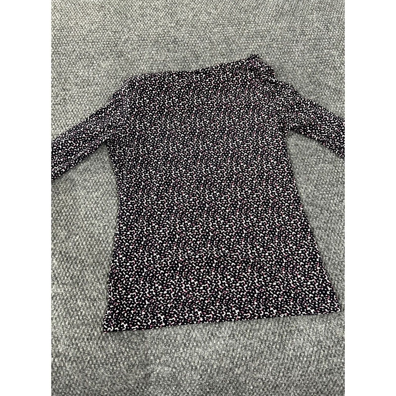 Ann Taylor VINTAGE Ann Taylor top Womens Petite Small Black Pink Abstract Print Knit Size S / US 4 / IT 40 - 7 Thumbnail