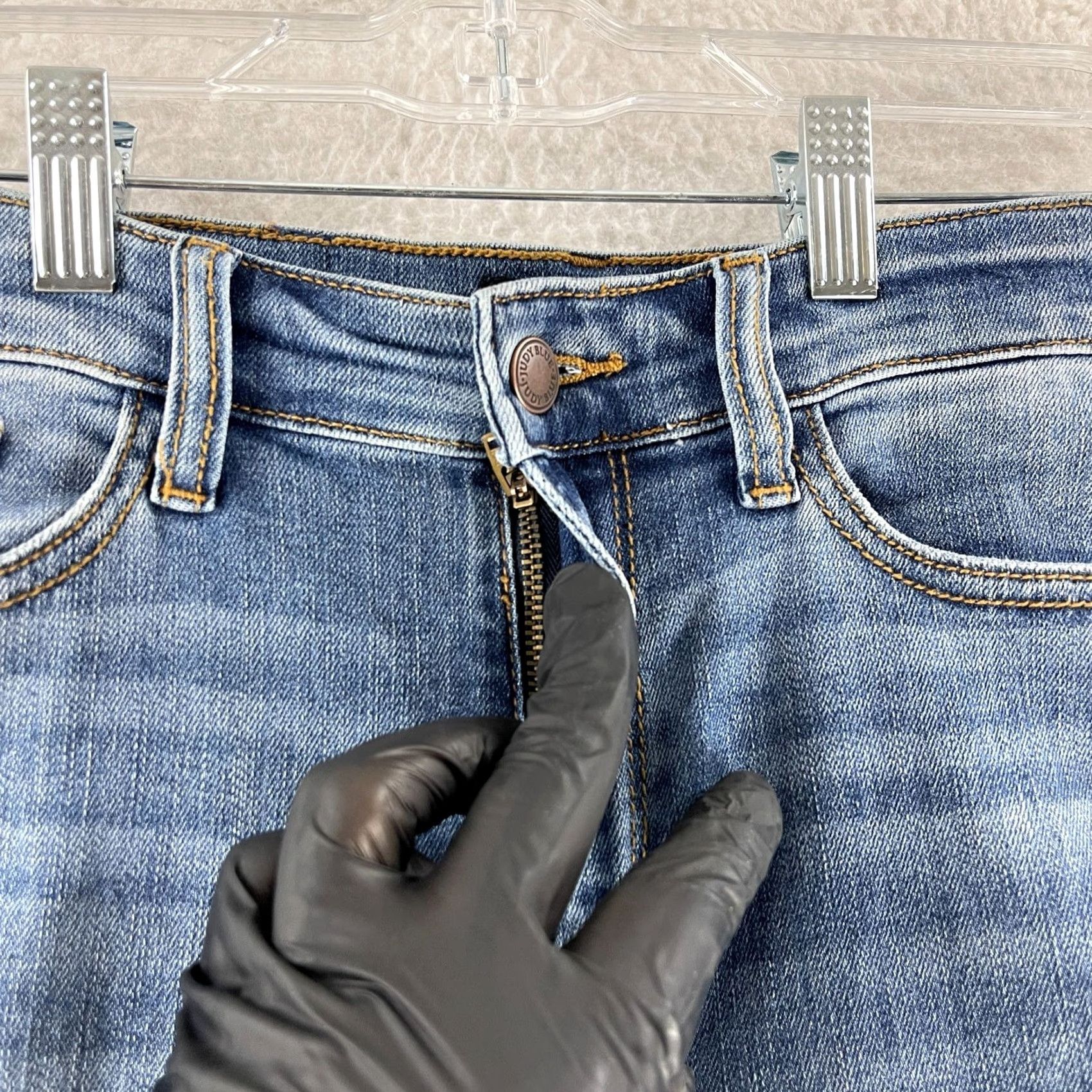 Denime Judy Blue Flare Jeans Womens Size 27 Blue Denim High-Rise Frayed Hem Casual Jeans Womens Regular Blue 27in Inseam 27.5in Light Wash Size 27" / US 4 / IT 40 - 5 Thumbnail
